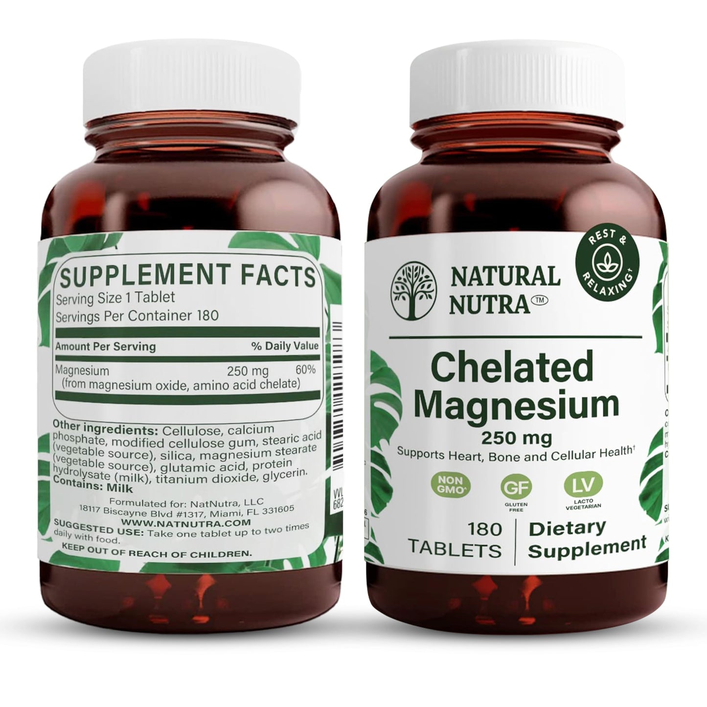 Natural Nutra Chelated Magnesium Oxide 250 mg Tablets, High Absorption, 360 Tablets