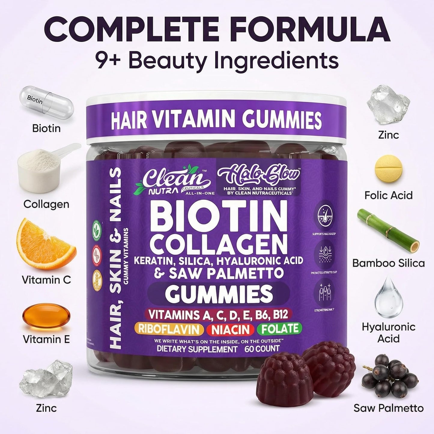Clean Nutraceuticals Biotin Gummies 60 Count