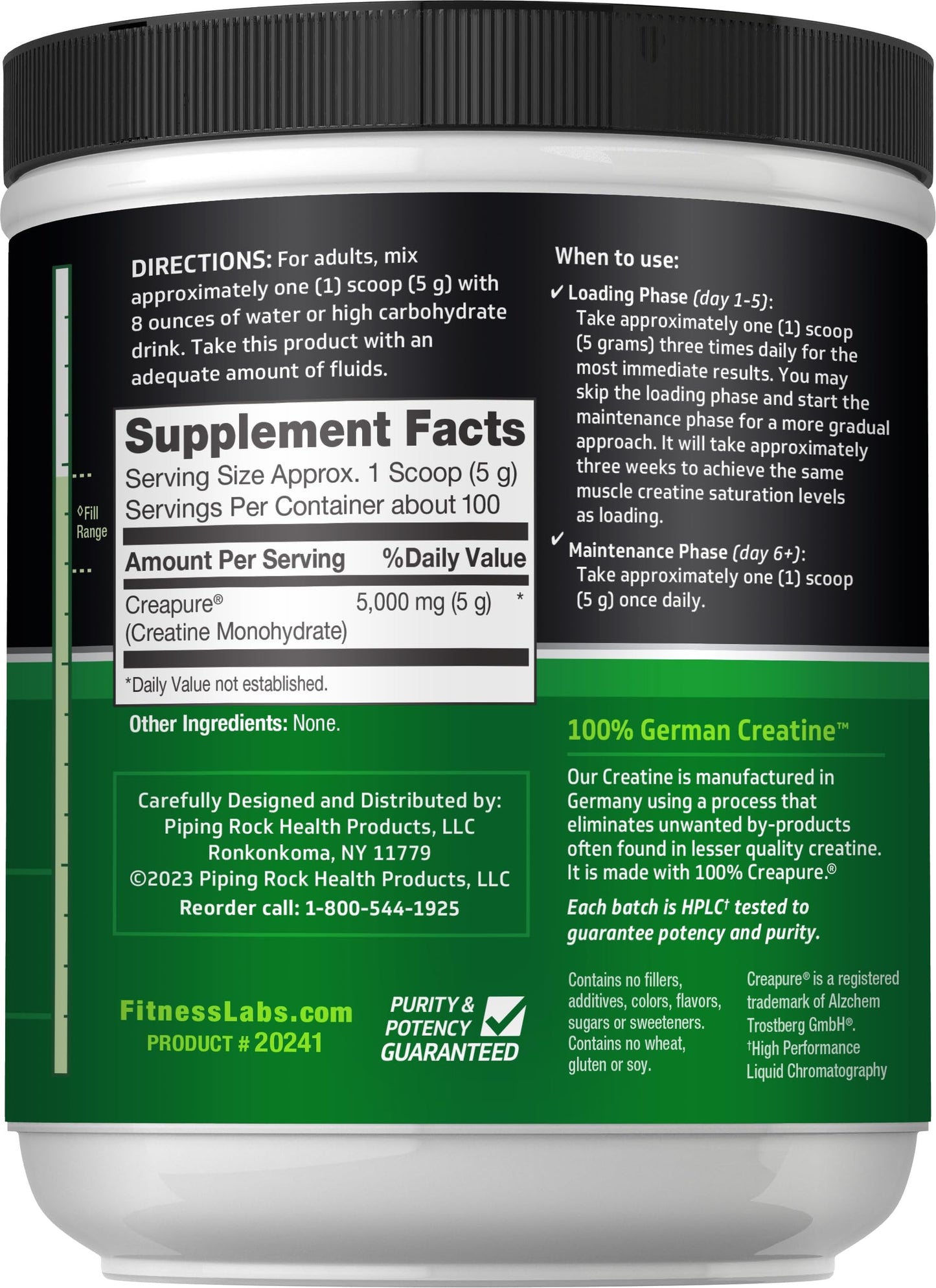 Fitness Labs German Creatine Monohydrate Powder 17.6 oz