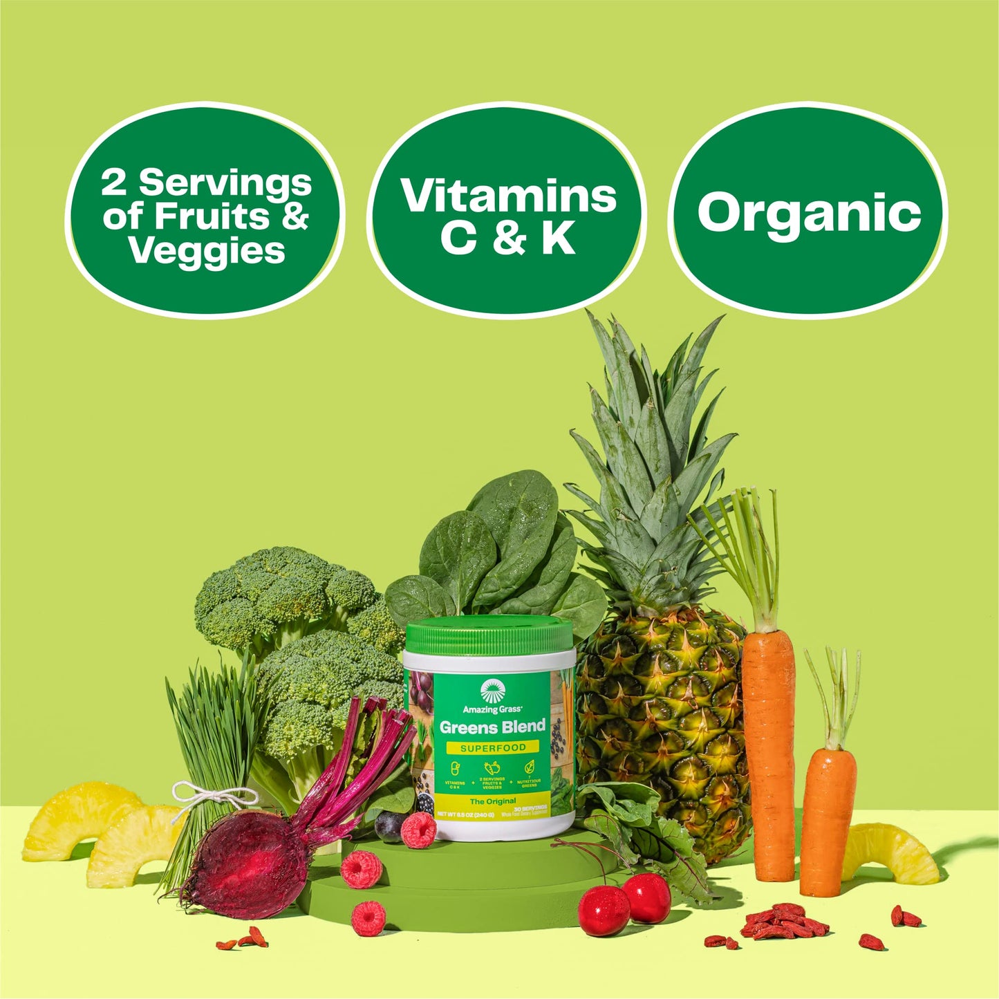 Amazing Grass Greens Blend Superfood Greens Powder – 30 Servings (Pack of 2)