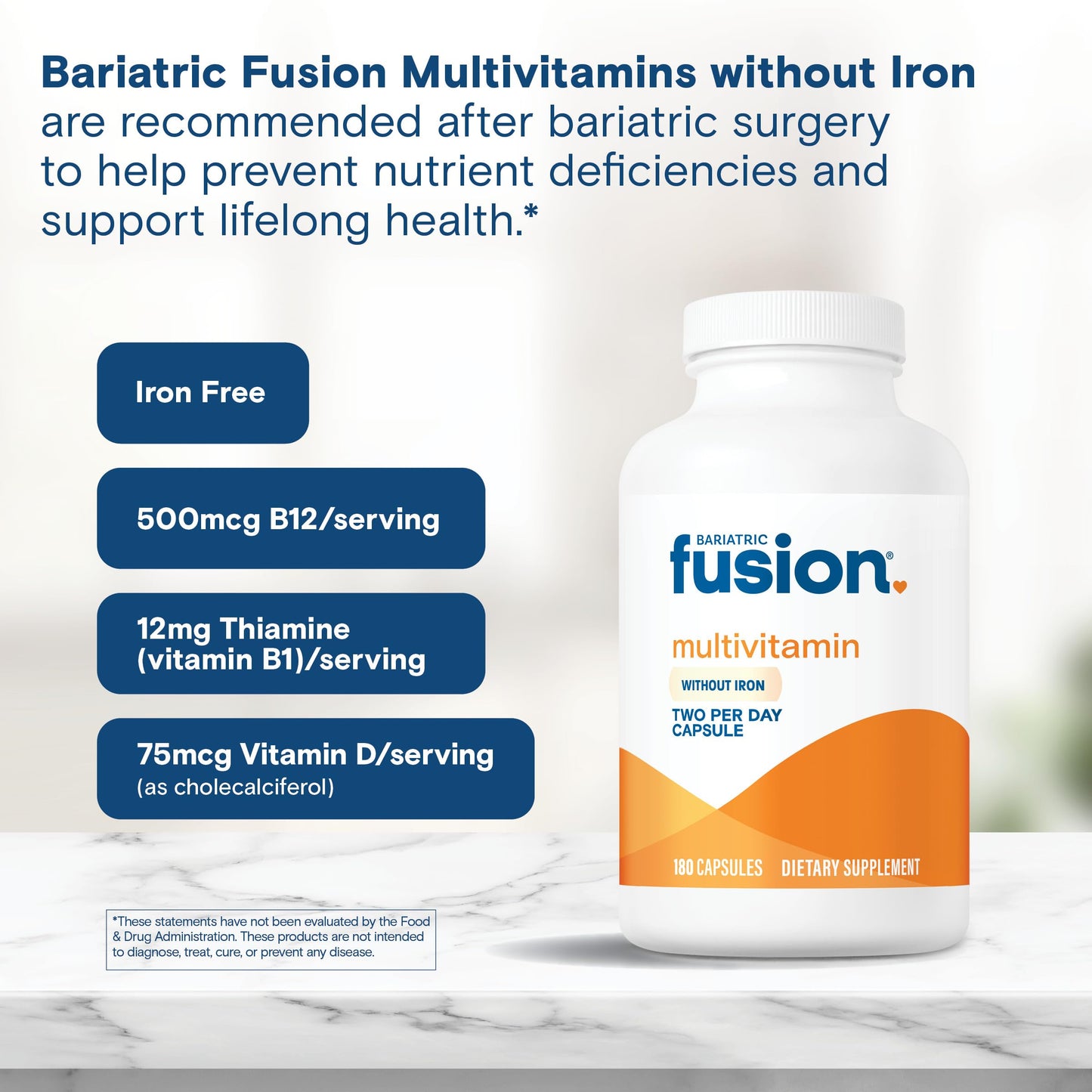 Bariatric Fusion Bariatric Multivitamin Without Iron 180 Capsules