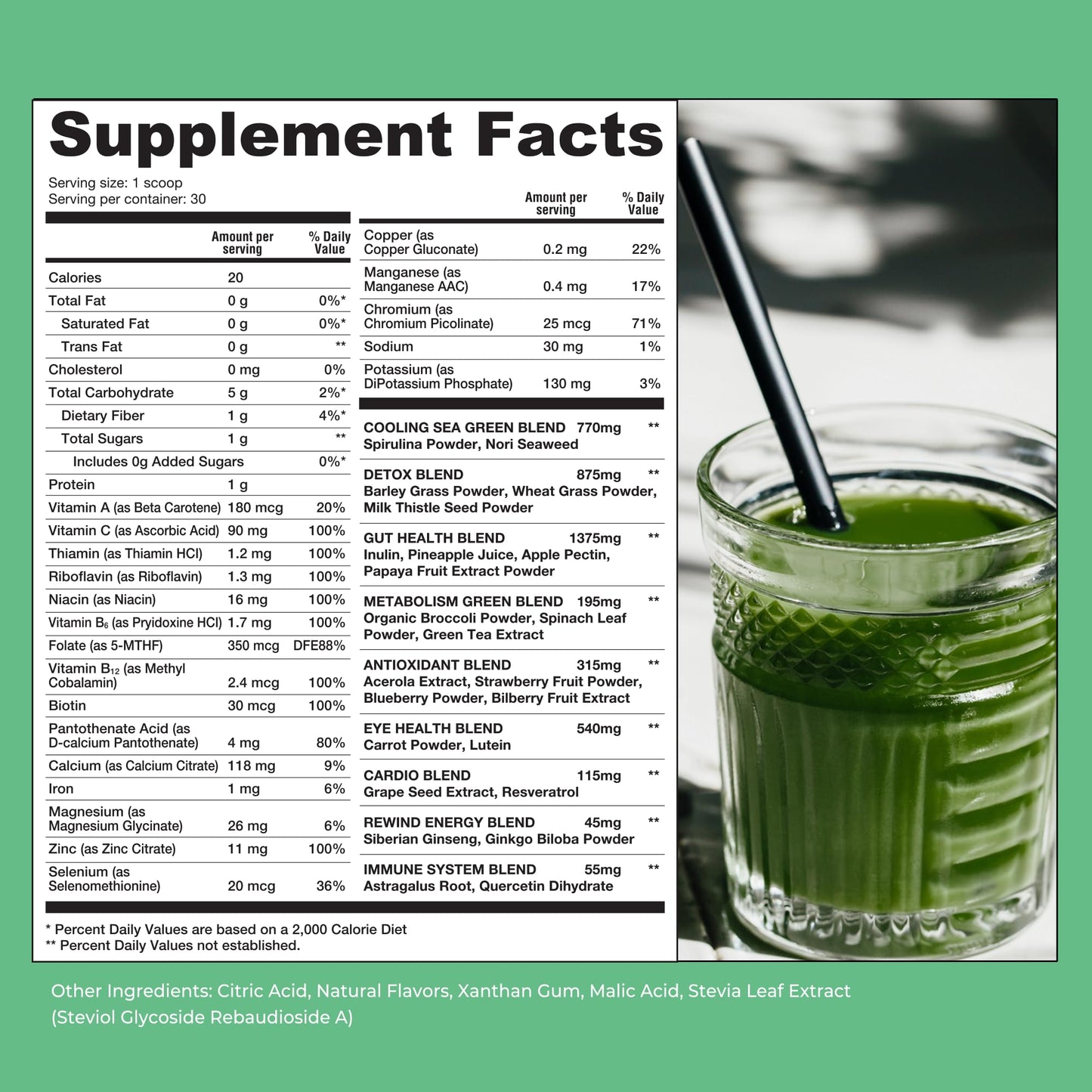 Rewind Best Tasting Super Greens with 40+ Superfoods Powder 8.5 Ounce
