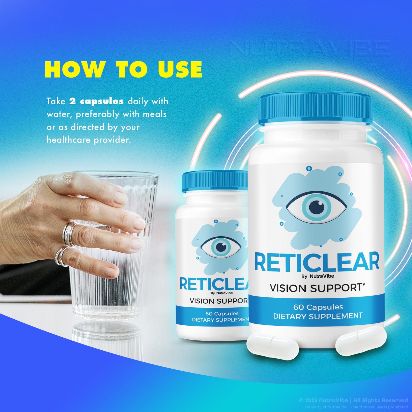 NutraVibe Reticlear Advanced Eye Support Supplement Capsules, 120 Capsules