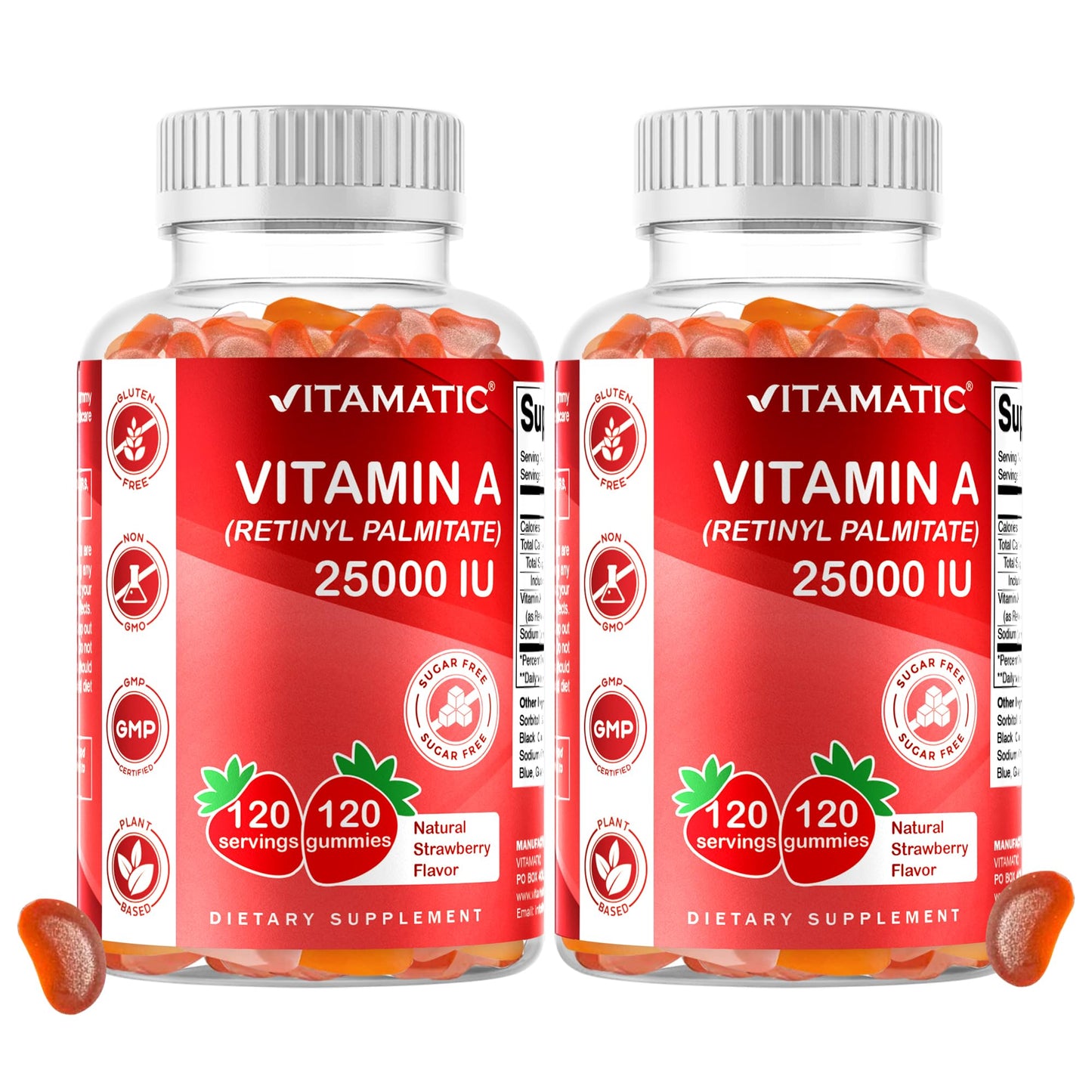 Vitamatic Sugar Free Vitamin A 25000 IU Gummies, 120 Count