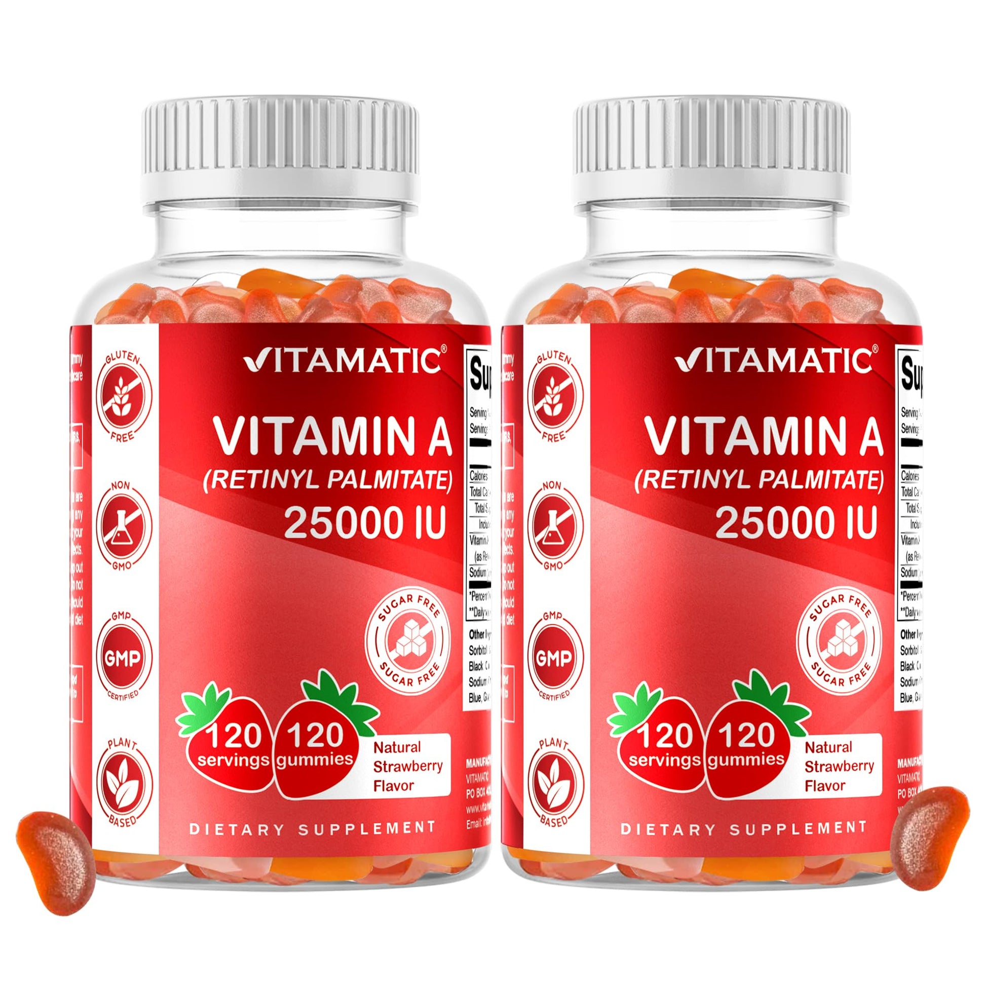 Vitamatic Sugar Free Vitamin A 25000 IU Gummies, 120 Count