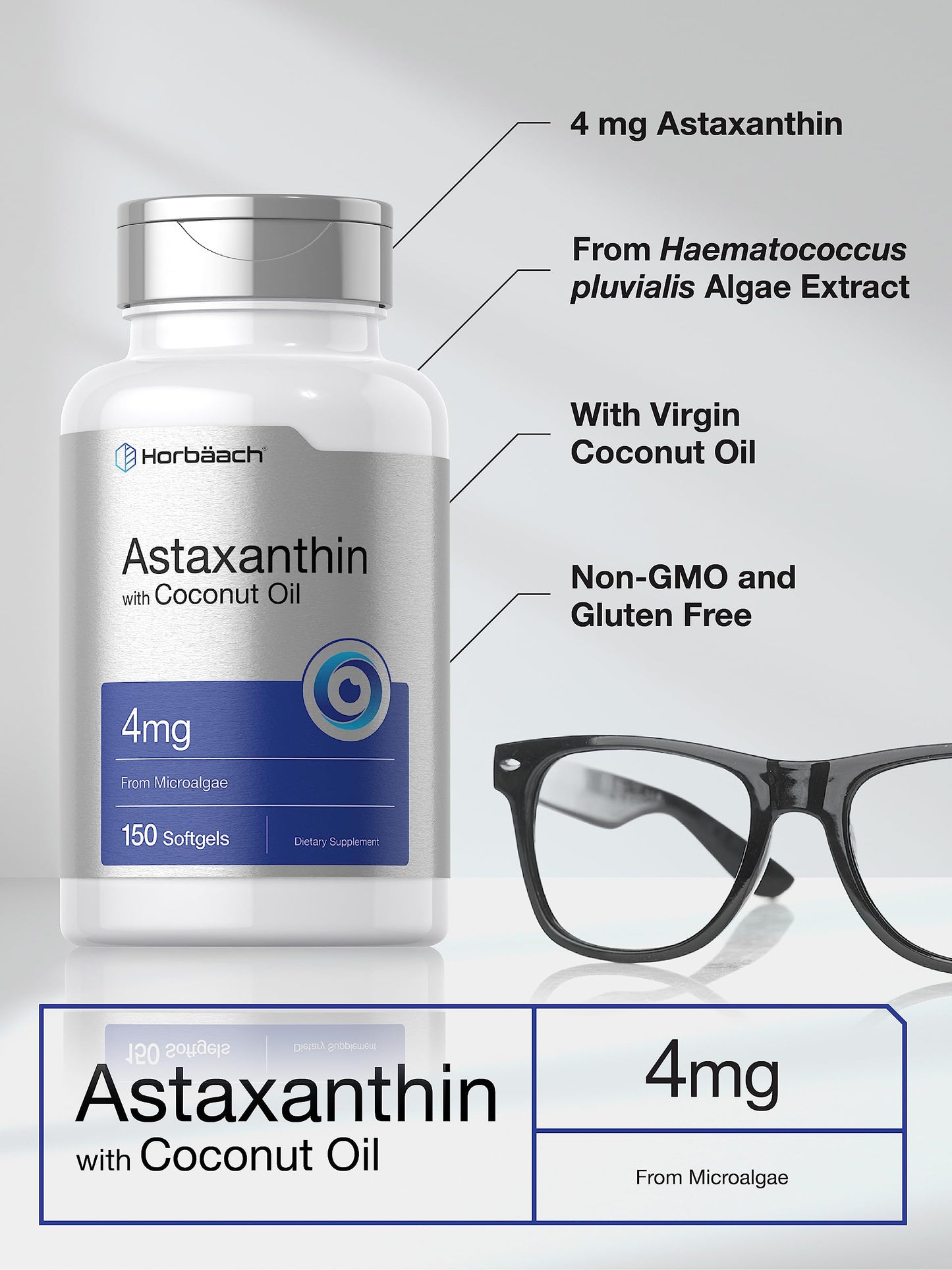 Horbäach Astaxanthin 4mg Softgel 150 Softgels
