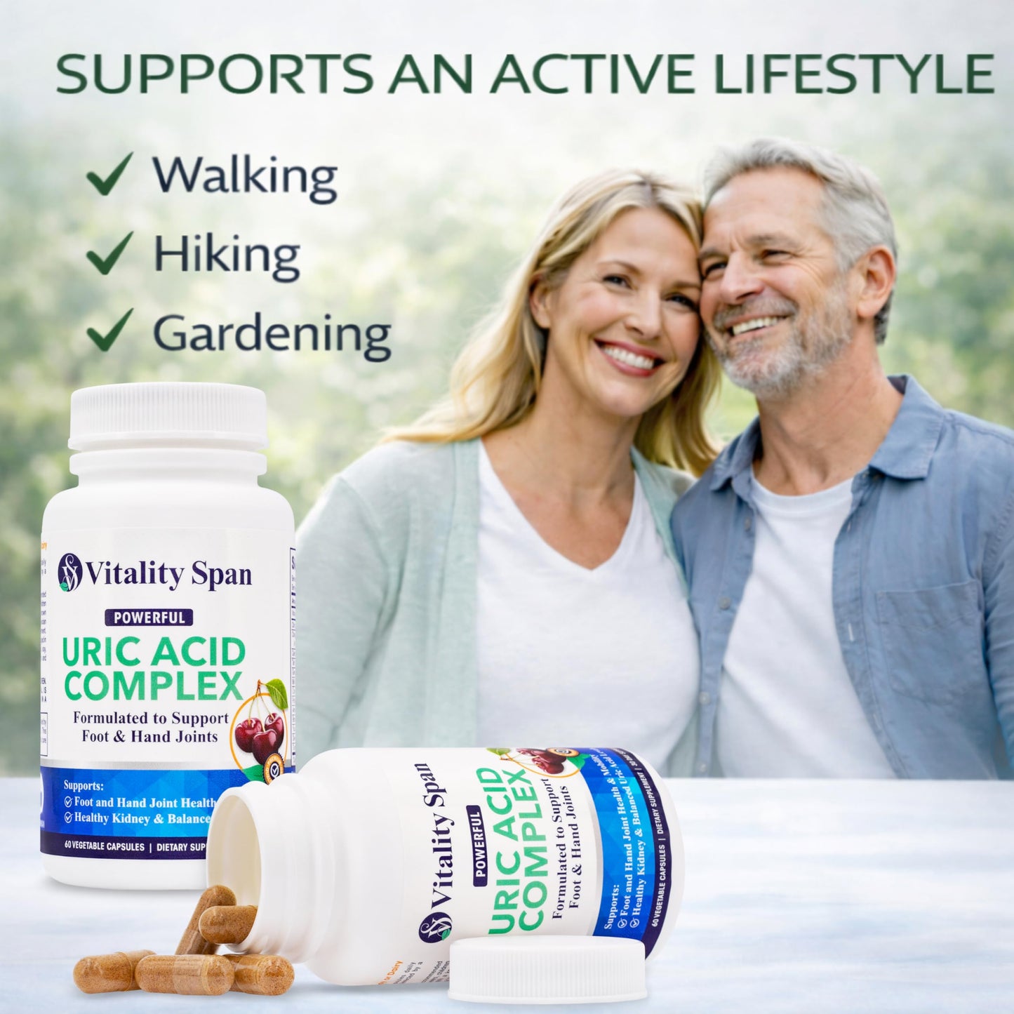 Vitality Span Uric Acid Support Supplement, 60 Vegetarian Capsules