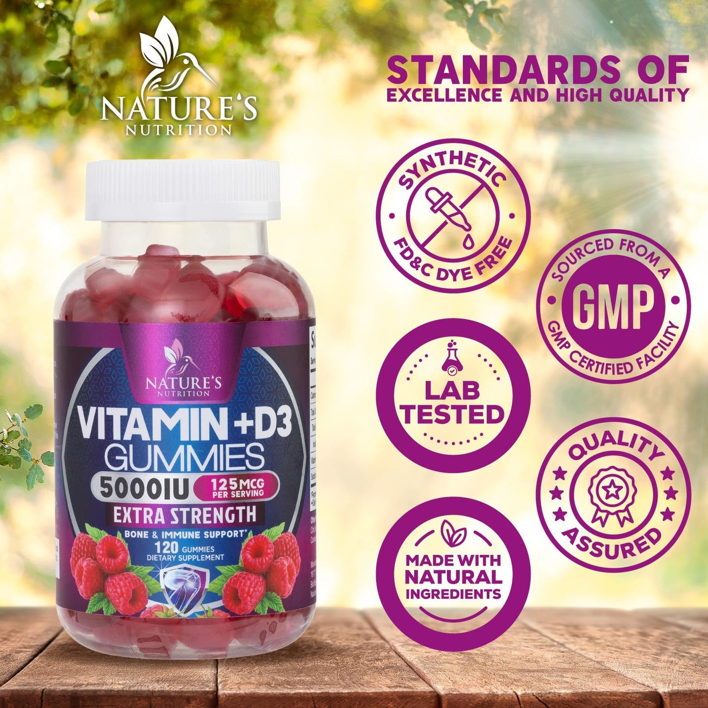 Nature's Nutrition Vitamin D3 Gummies 120 Gummies