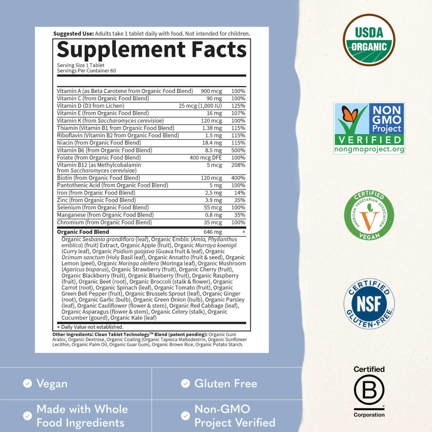 Garden of Life Once Daily Whole Food Multivitamin for Men 60 Tablets