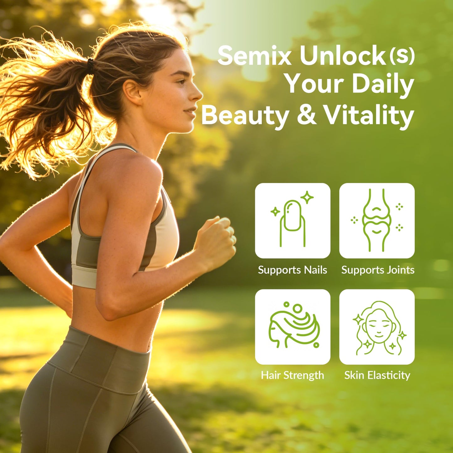 Semix Collagen Peptides Powder, Type I & III Hydrolyzed Bovine Collagen Protein, Unflavored, 16 oz