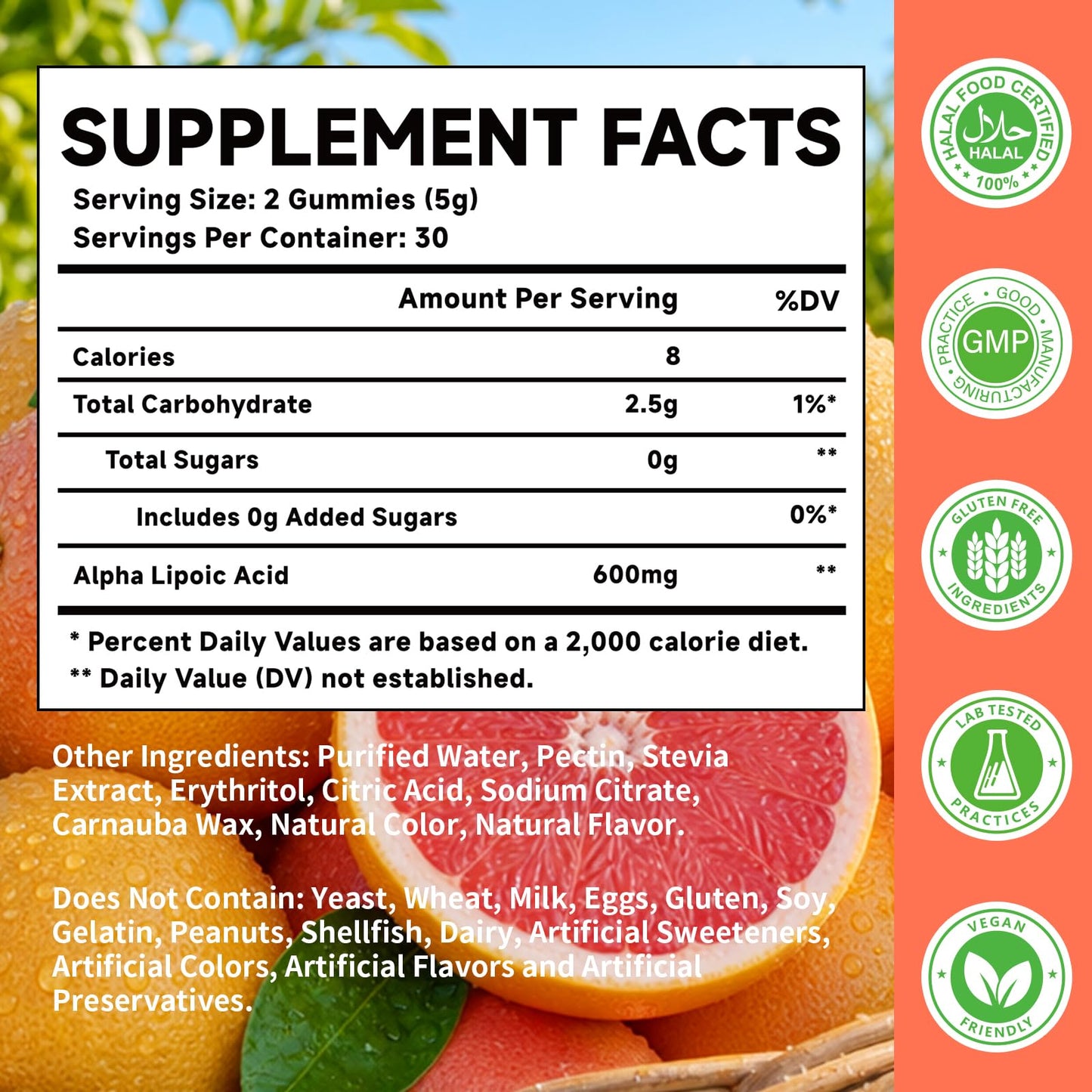 MOORGUMY Alpha Lipoic Acid 600mg Gummies, 60 Count
