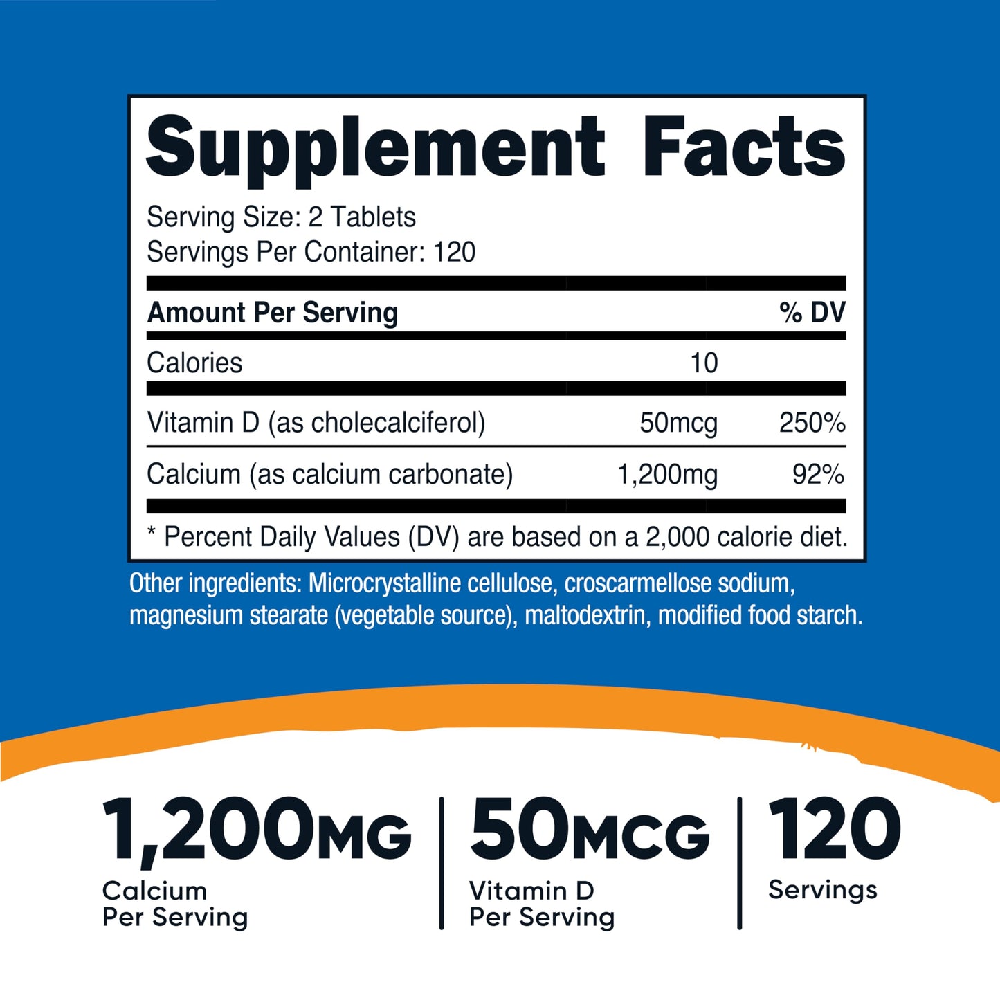 Nutricost Calcium with Vitamin D, 240 Tablets - Calcium (1200mg) Vitamin D (50mcg) Per Serving - Non-GMO, Gluten Free
