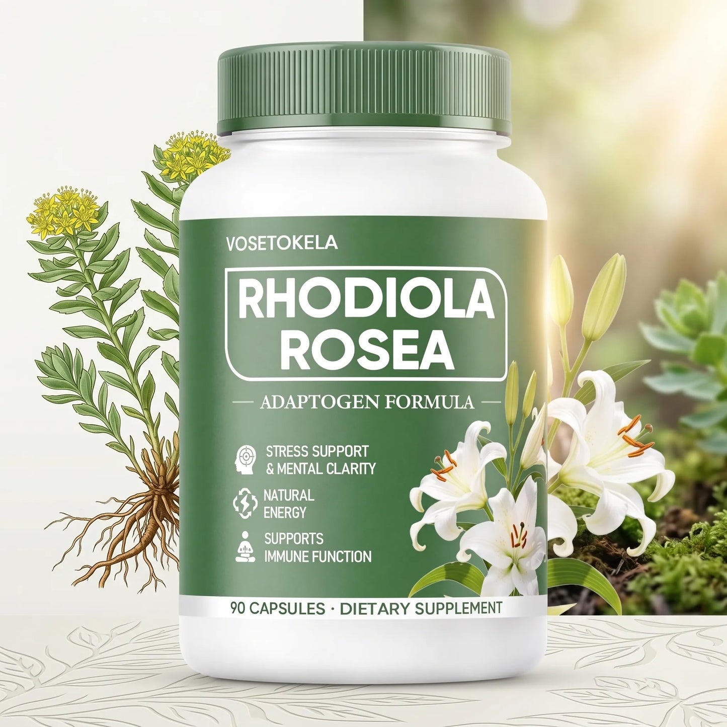 VOSETOKELA Rhodiola Rosea Capsules 90 Count