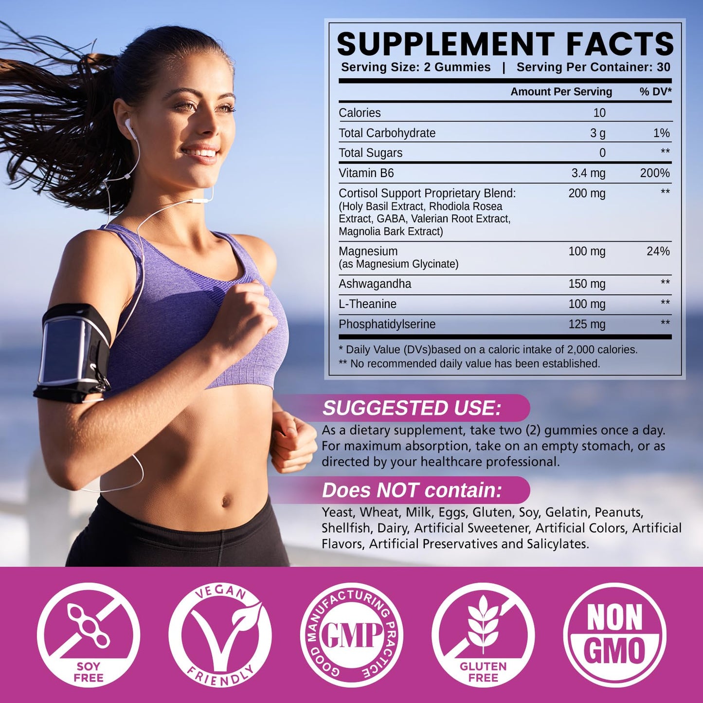 HOLLEGEND Cortisol Gummies for Women and Men 120 Count