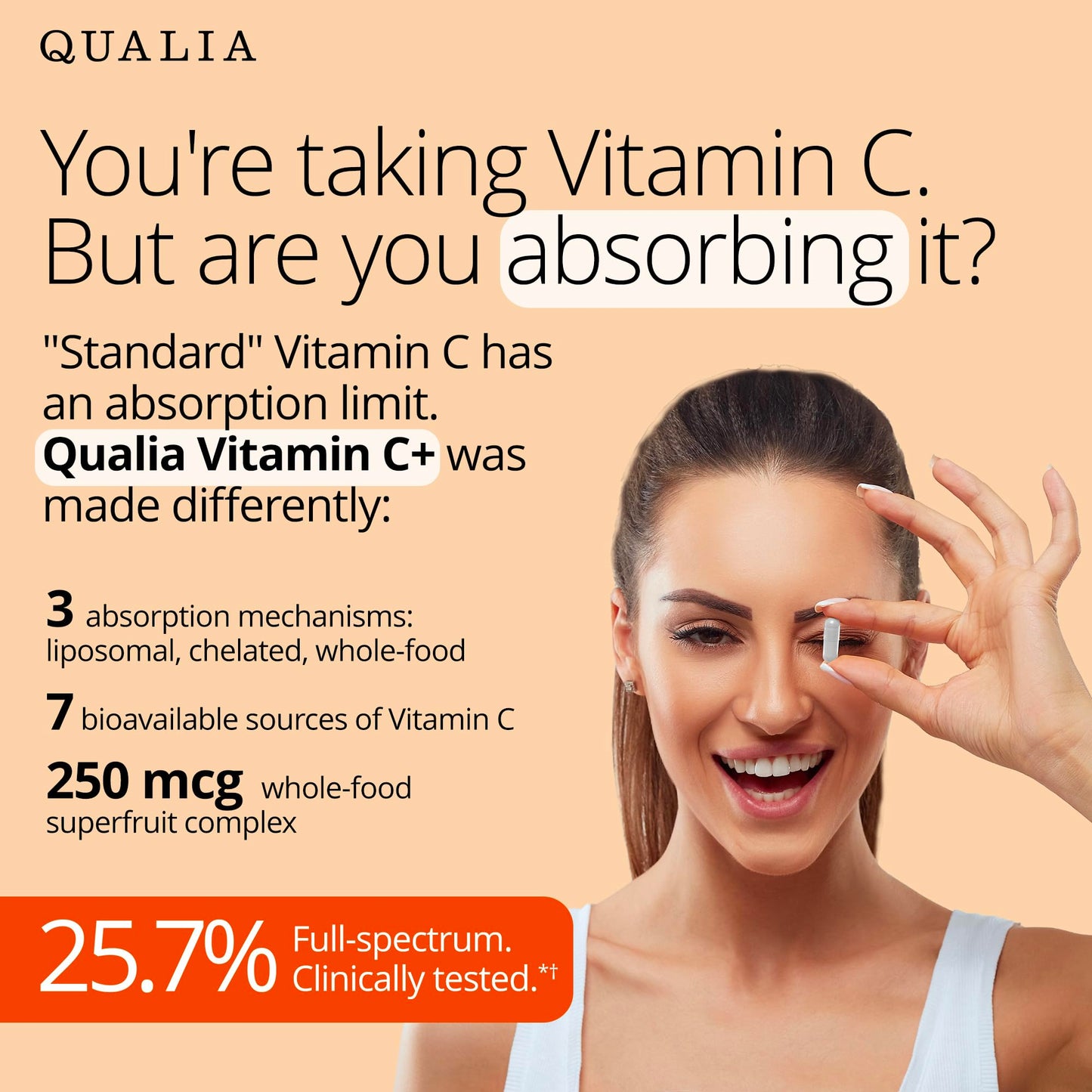 Qualia Life Sciences Vitamin C+ 500 mg Capsules, 112 Capsules