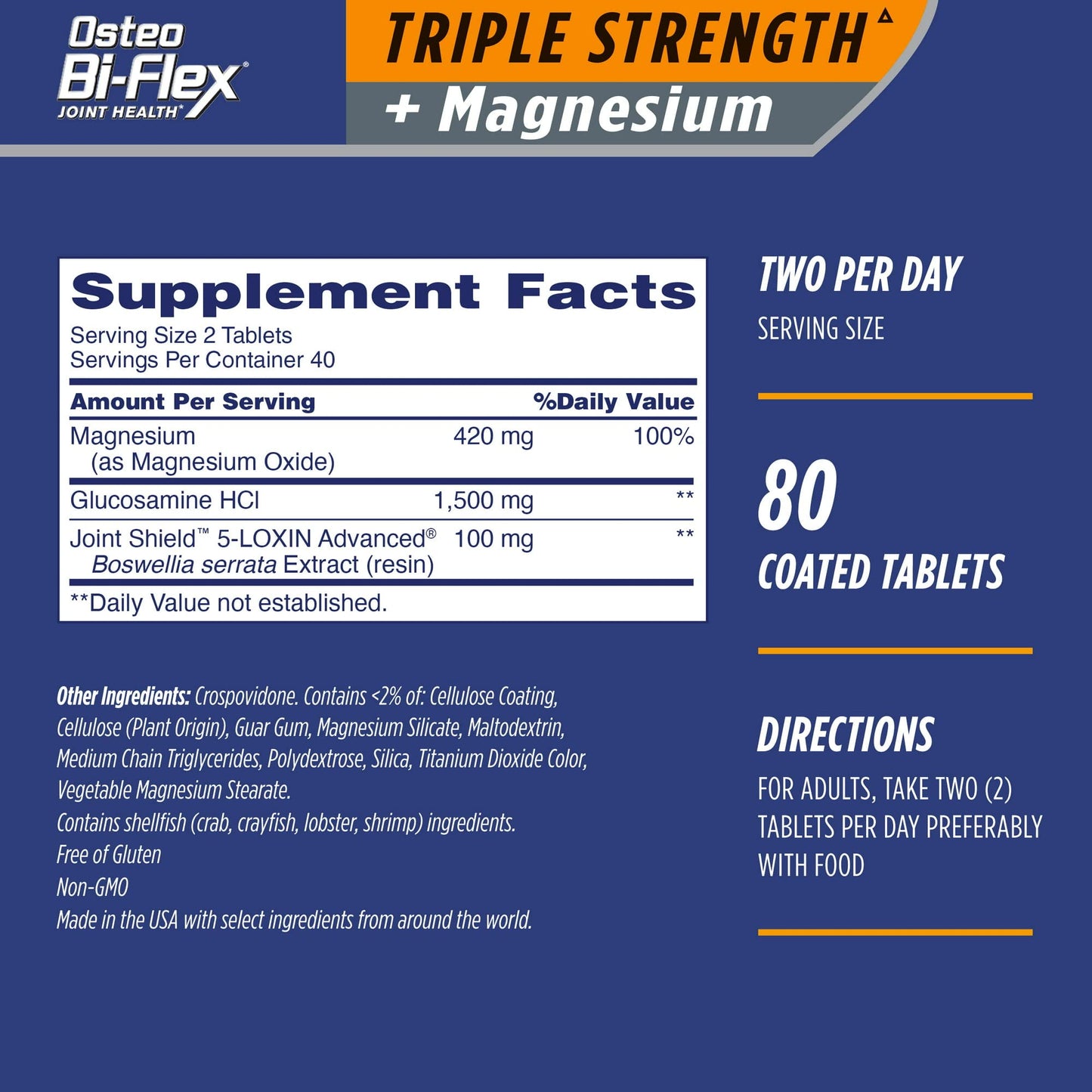 Osteo Bi-Flex Triple Strength Joint Supplement with Glucosamine & Magnesium, 160 Tablets
