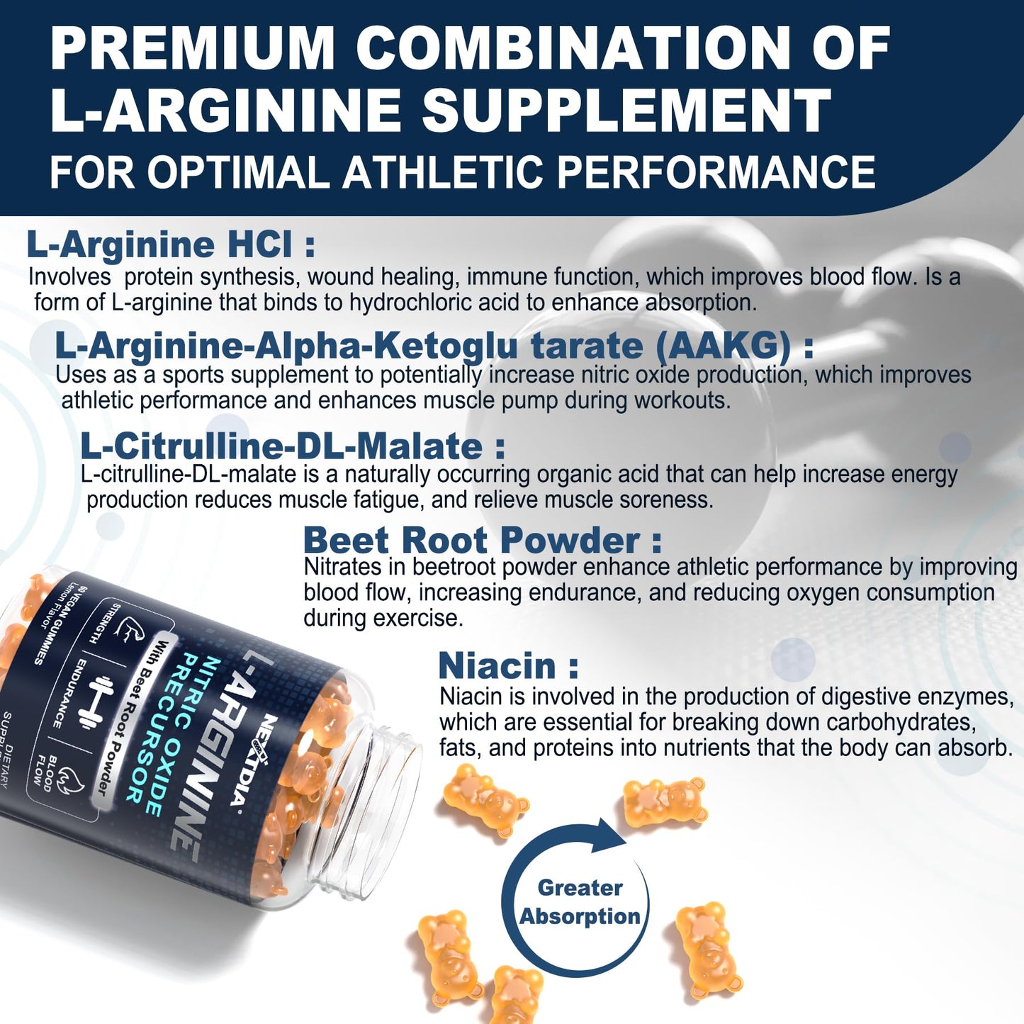 Nextdia Vitamin D3 K2 + L Arginine Gummies, 180