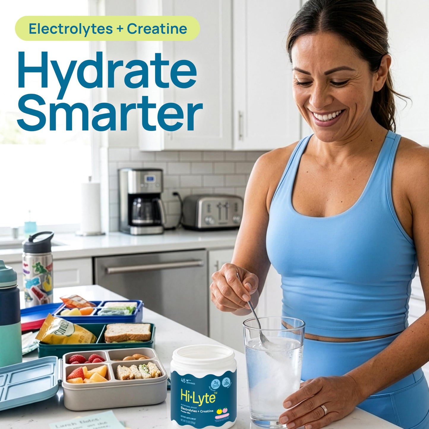 Hi-Lyte Creatine Electrolytes Powder Mix for Daily Hydration with Creatine Monohydrate for Muscle Boost, 45 Count, Pink Grapefruit