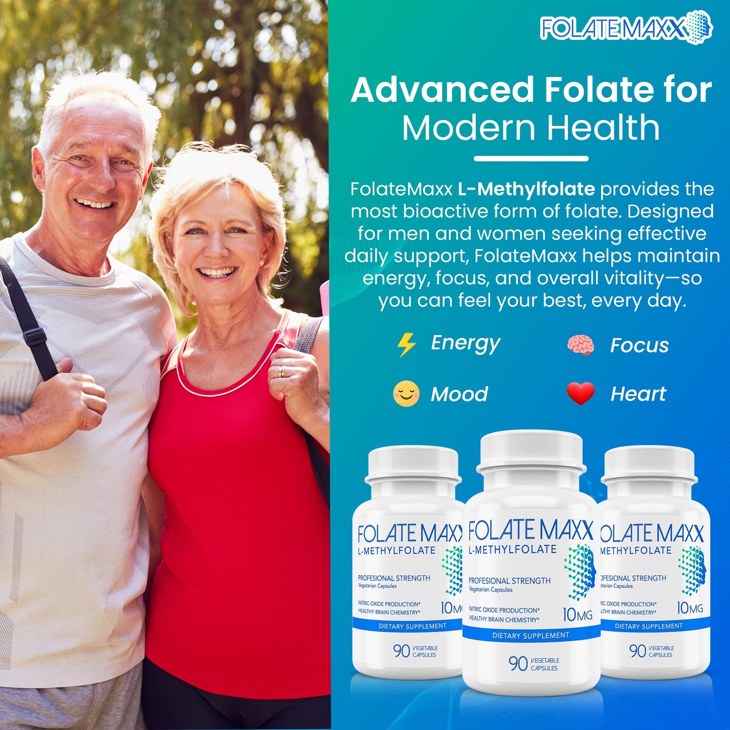 FOLATE MAXX L-Methylfolate 10mg Capsule, 90 Count
