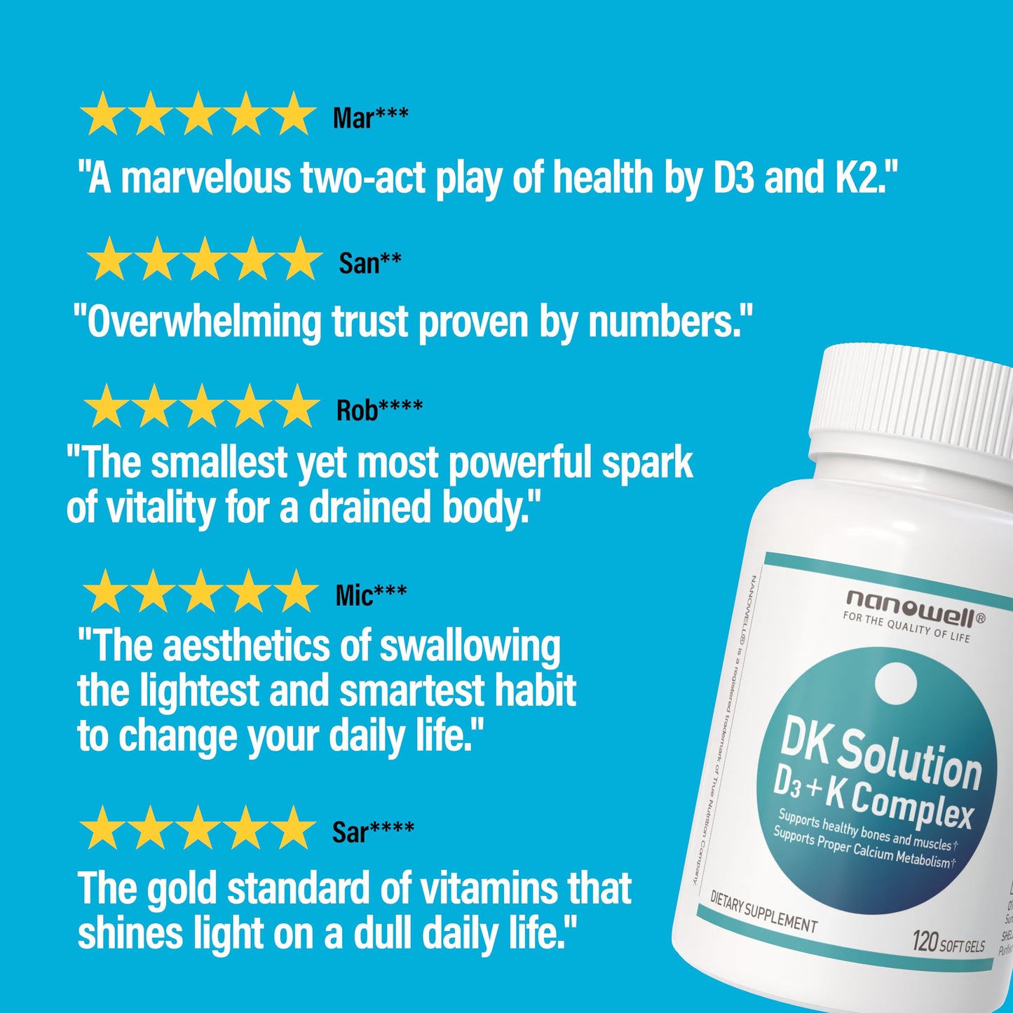 NANOWELL DK Solution Softgels 240 Count (Vitamin D3 + K Complex) Dietary Supplement