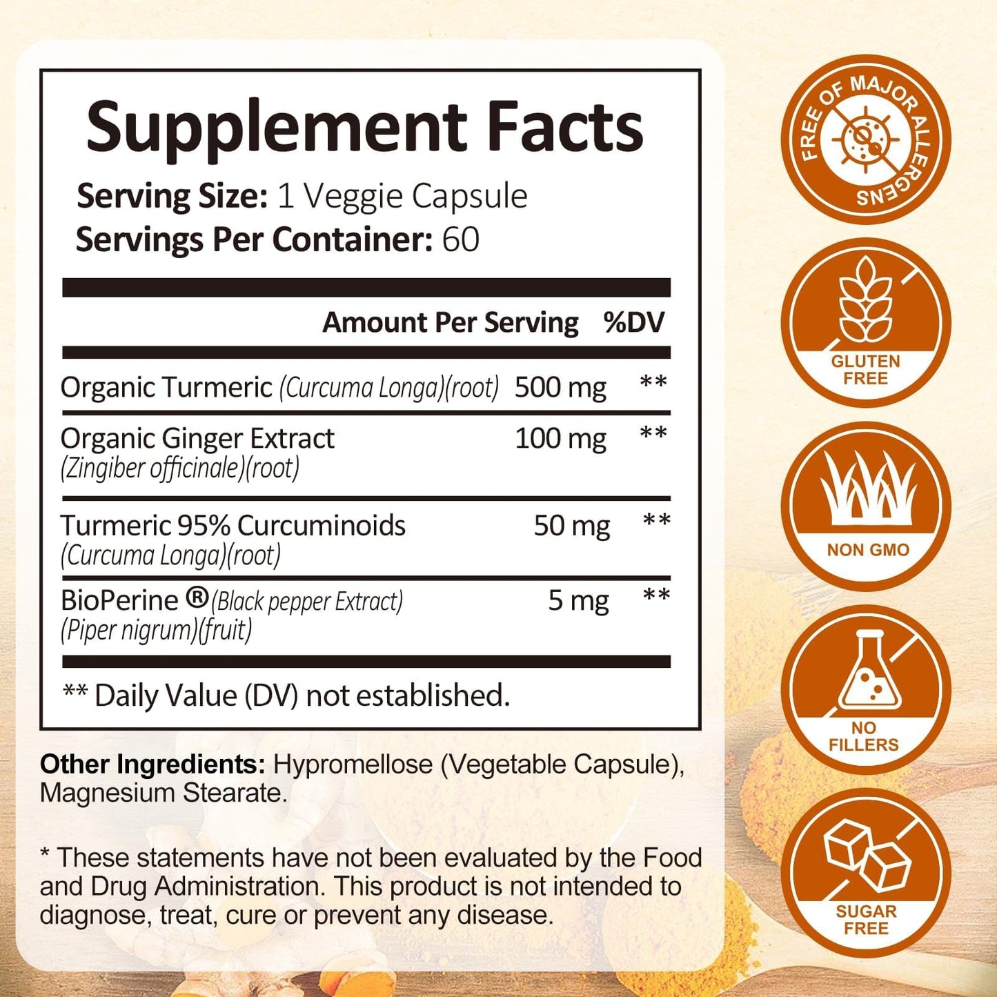 Rasav Turmeric Curcumin Supplement Capsule, 60 Capsules