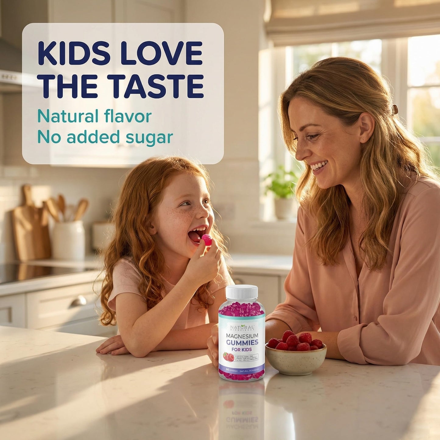 Natural BioScience Magnesium Gummies for Kids - Sugar Free, Calm & Sleep Support, Chewable Magnesium Supplement, 30 Count, Vegan, Non-GMO, Gluten-Free