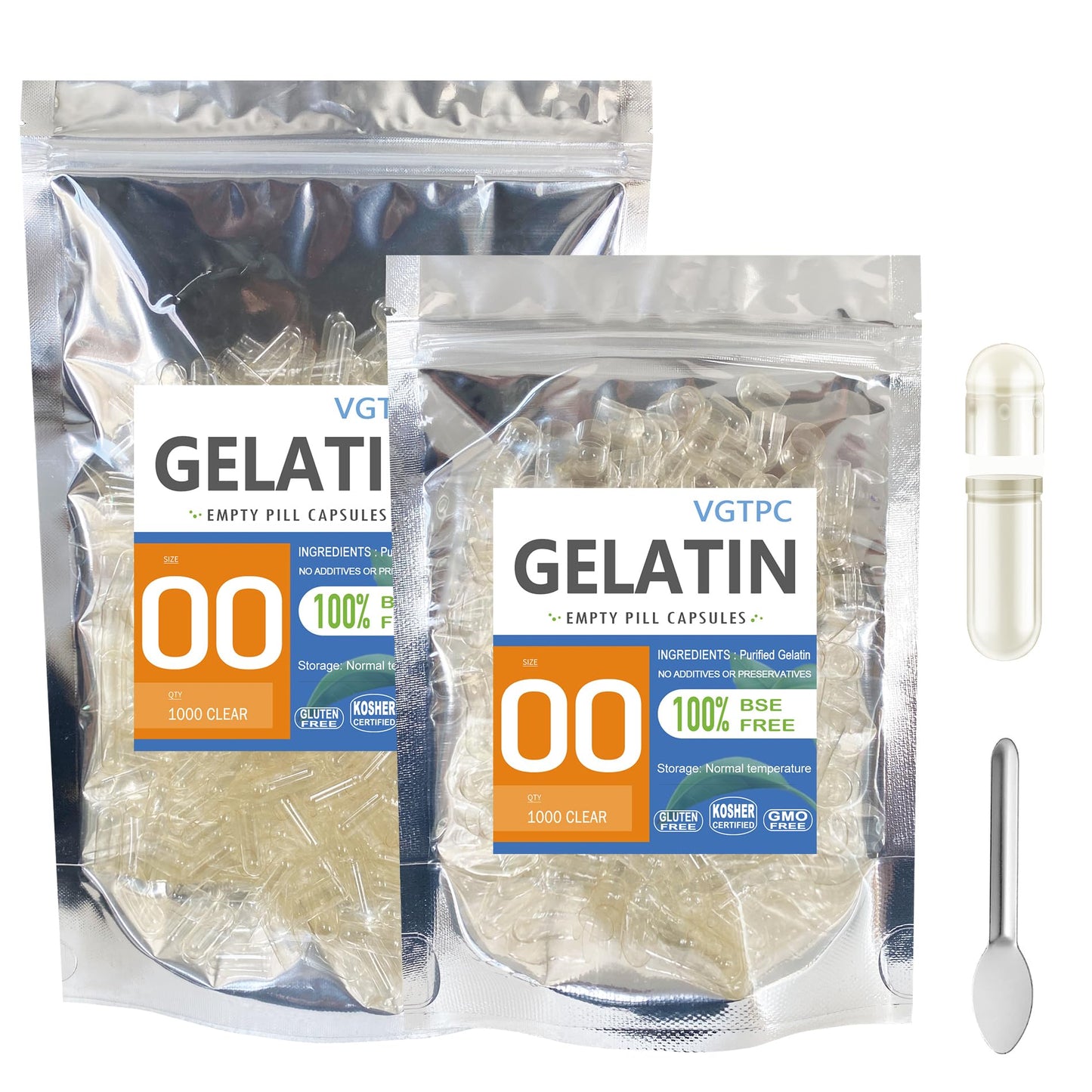 VGTPC Size 00 Empty Gelatin Capsules, 1000 Count