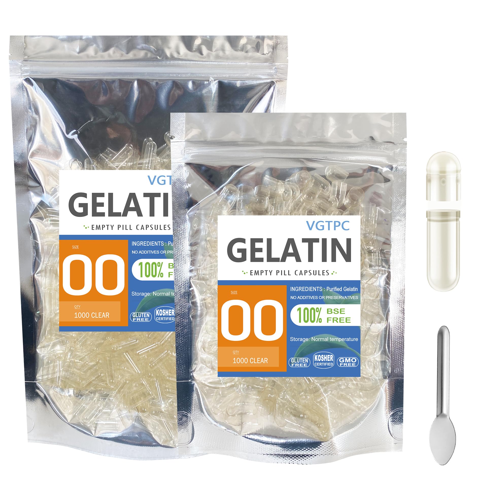VGTPC Size 00 Empty Gelatin Capsules, 1000 Count