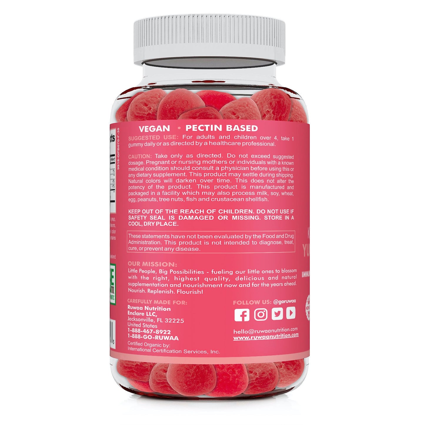 RUWAA NUTRITION Kids Organic Probiotic Gummies Gummy 30 Count