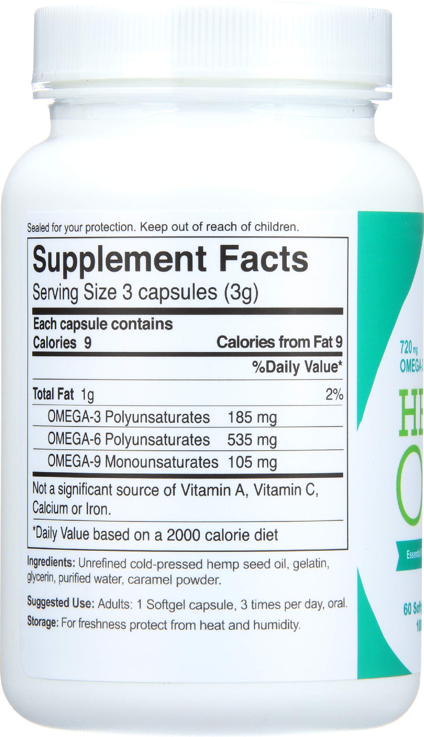 Manitoba Harvest Hemp Seed Oil Capsules 1000mg 60 Count
