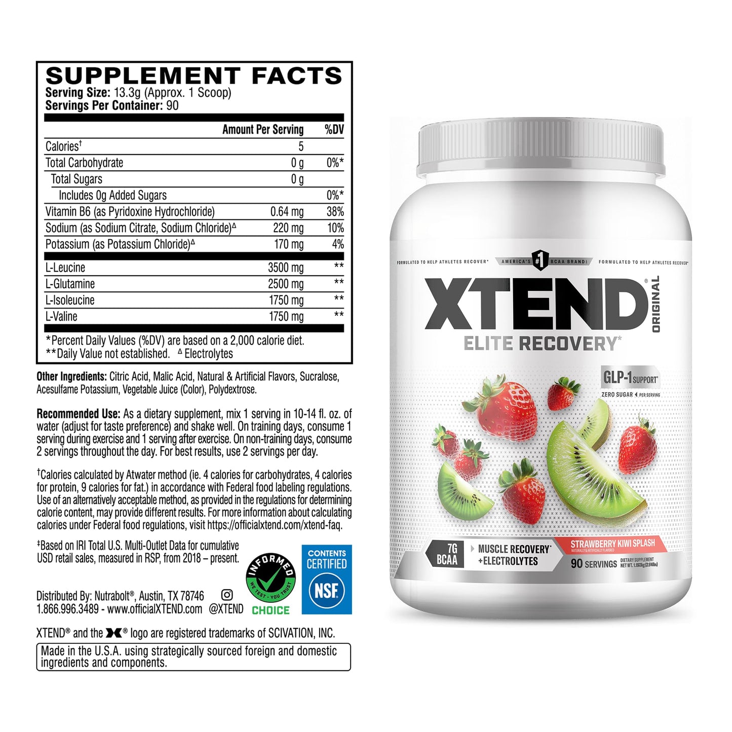 Xtend Original BCAA Powder with Zero Sugar, 7g BCAA 41.28
