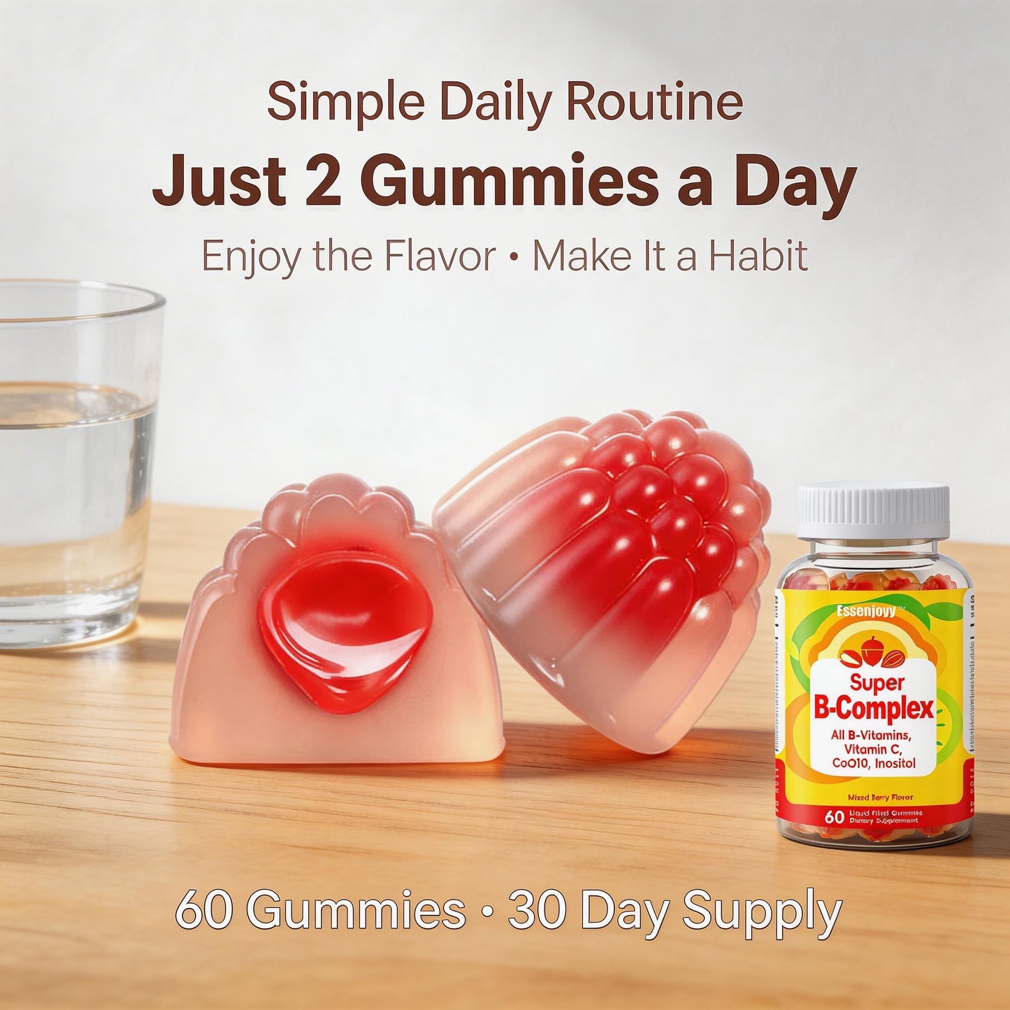 ESSENJOYY Liquid-Filled B Complex Gummies 120 Gummies
