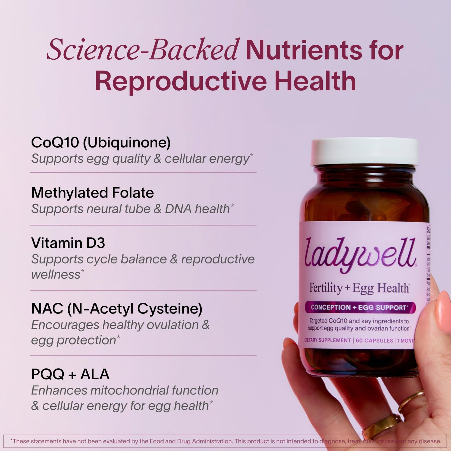 Ladywell Fertility + Egg Health Capsule, 60 Count