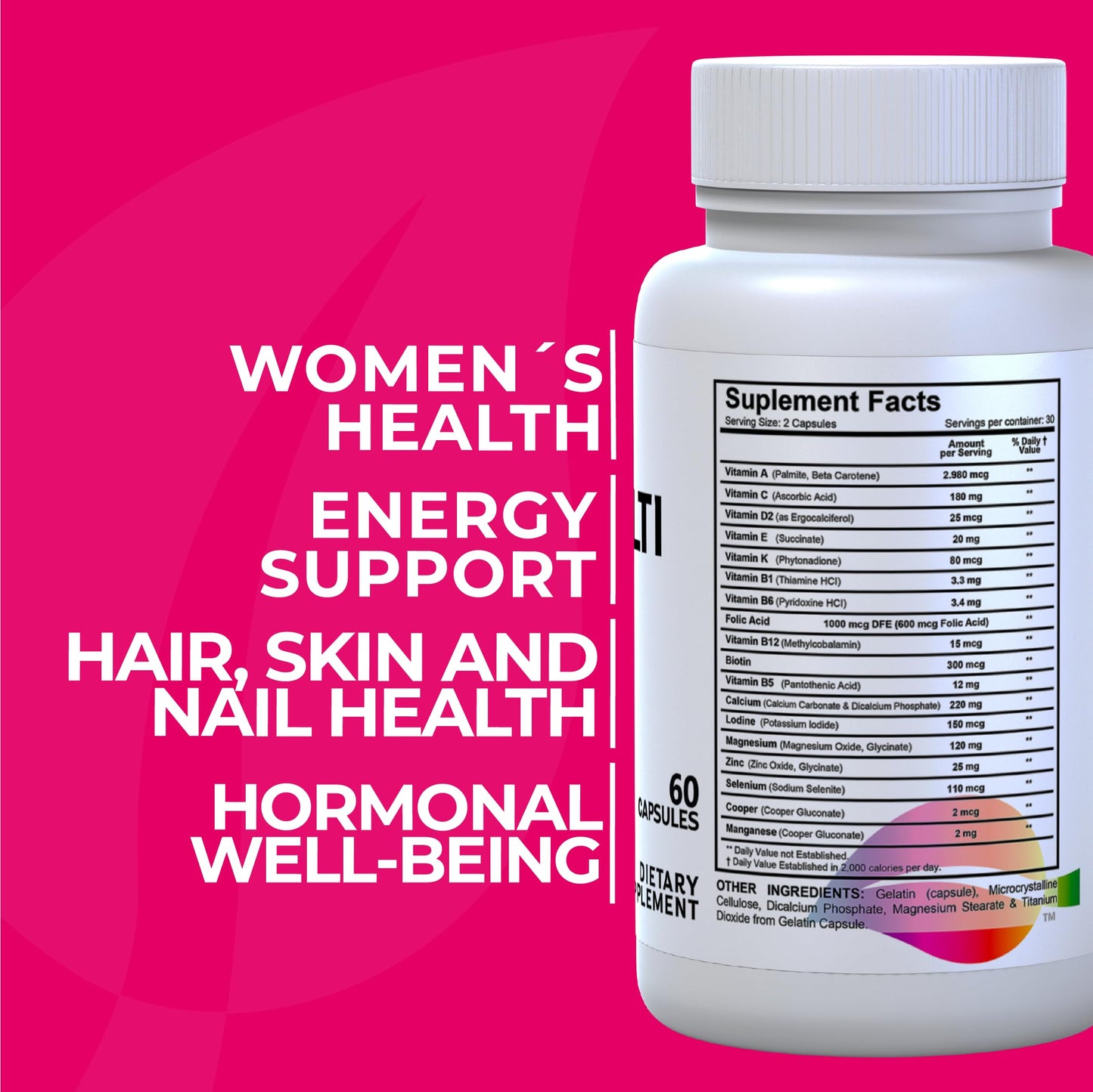 Hallusa Natural HallMultiWomen Multivitamin for Women Capsules, 60 Count