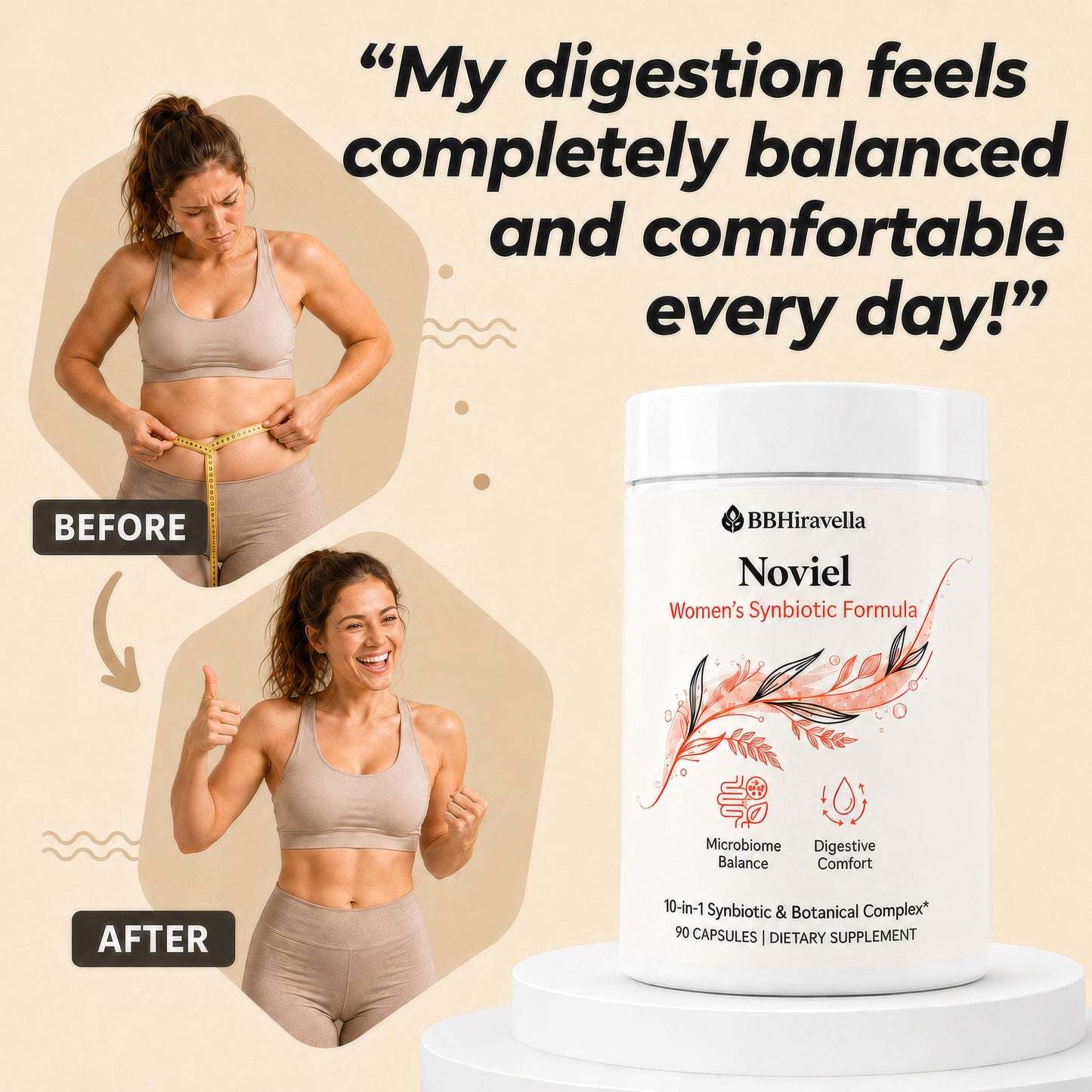 BBHiravella Nuora Gut Health Capsules with Berberine & Bromelain – 10-in-1 Gut Biofilm Support Formula for Women – Digestive Balance & Metabolism Wellness – Vegan Non-GMO, 90 Capsules
