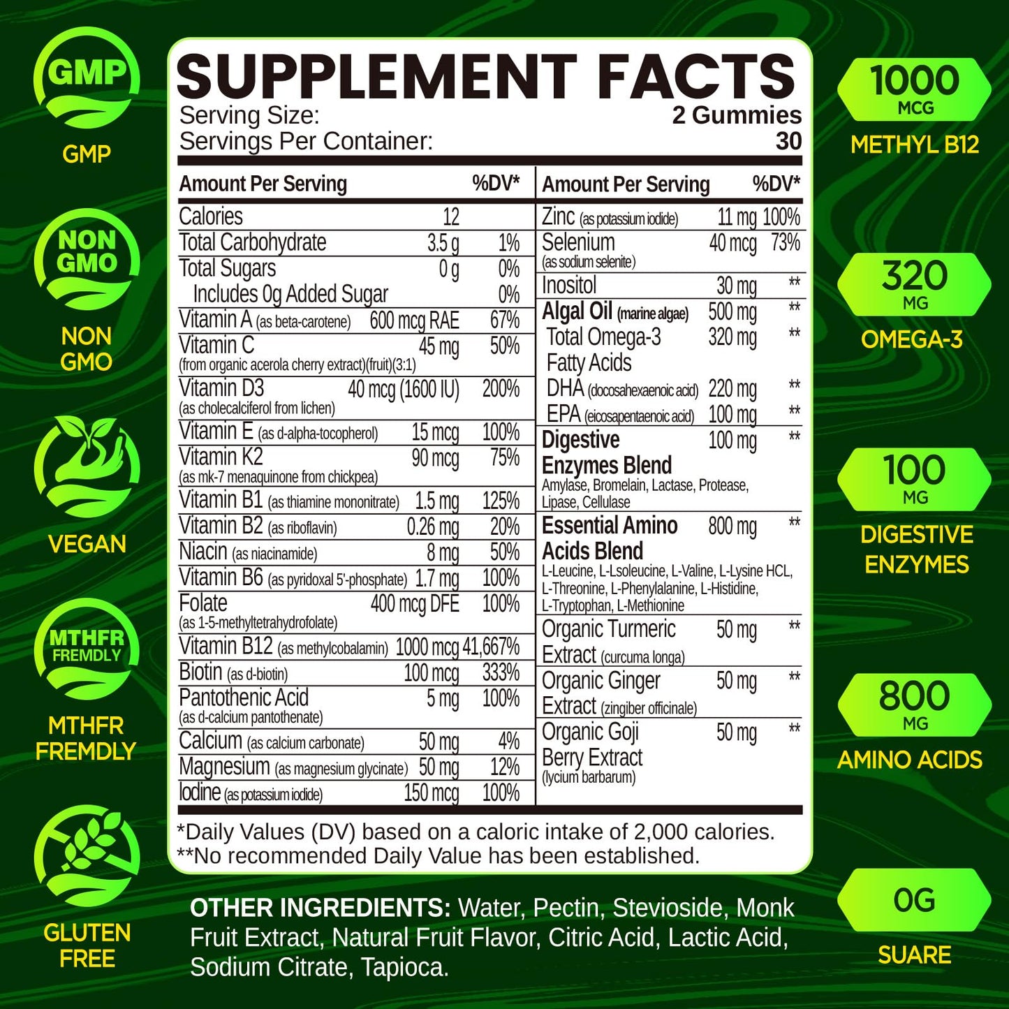 NATISLAND Methylated Multivitamin for Men Gummies 60 Count