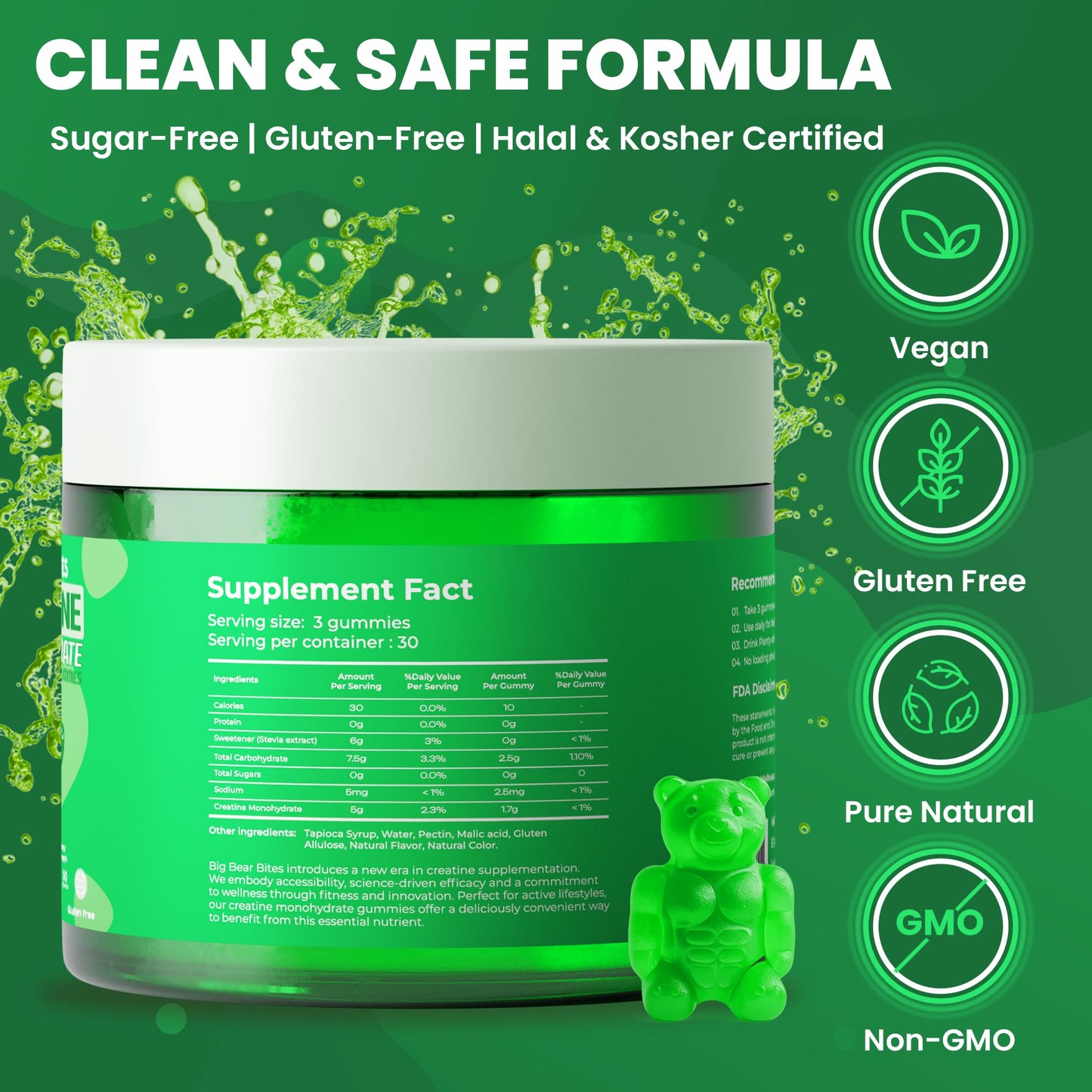 Big Bear Bites Creatine Monohydrate Gummies 90 Count
