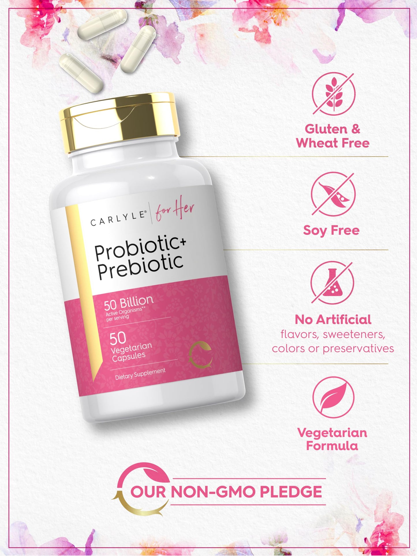 Carlyle Probiotic and Prebiotic for Women Capsule 50 Count