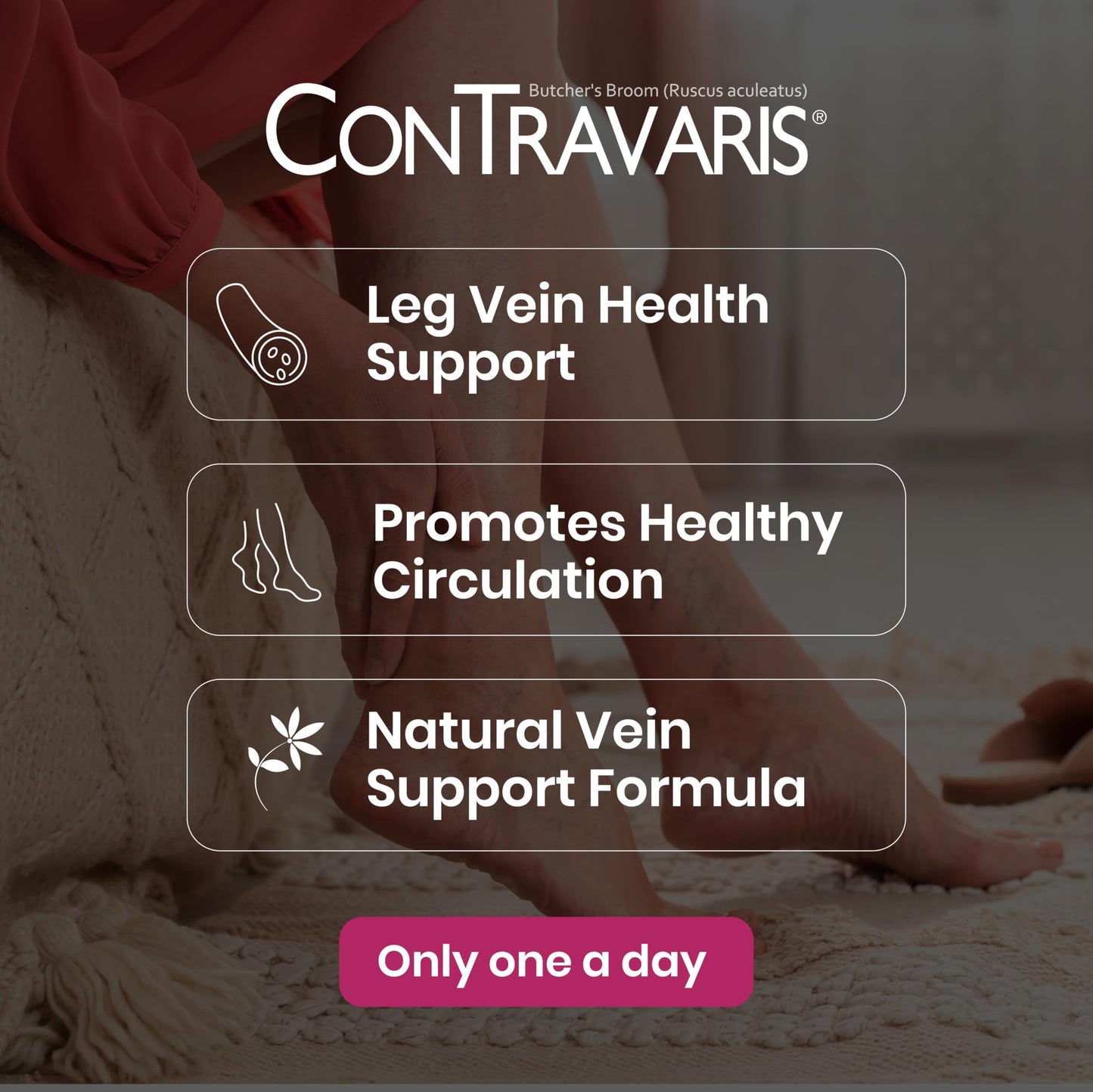 CONTRAVARIS Leg Vein Support Supplement with Ruscus Aculeatus, Promotes Healthy Circulation, 60 Tablets