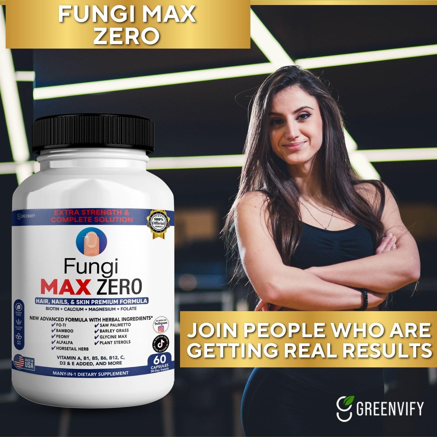 GREENVIFY Fungi Max Zero Hair, Nails & Skin Supplement 60 Capsules