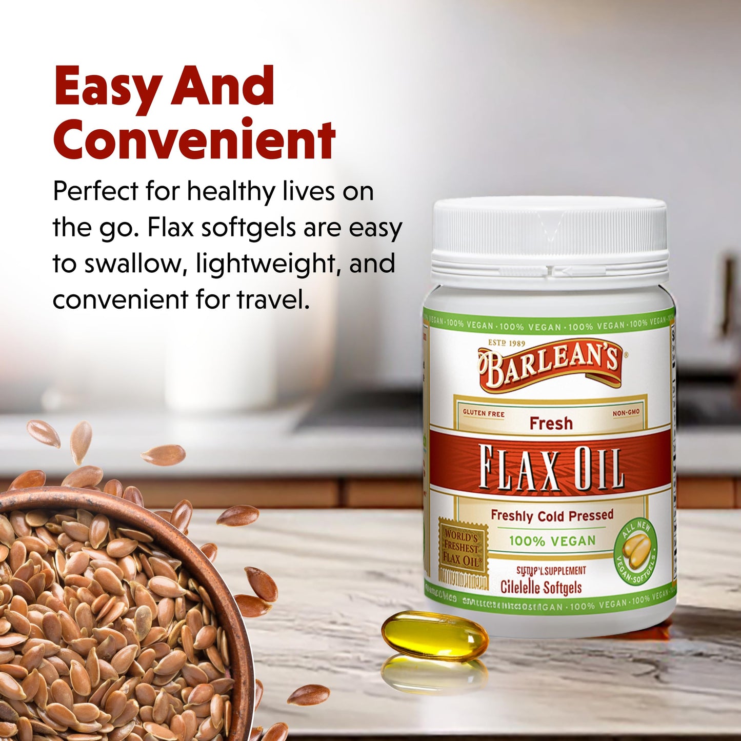 Barlean's Vegan Flaxseed Oil Softgels 100 Count