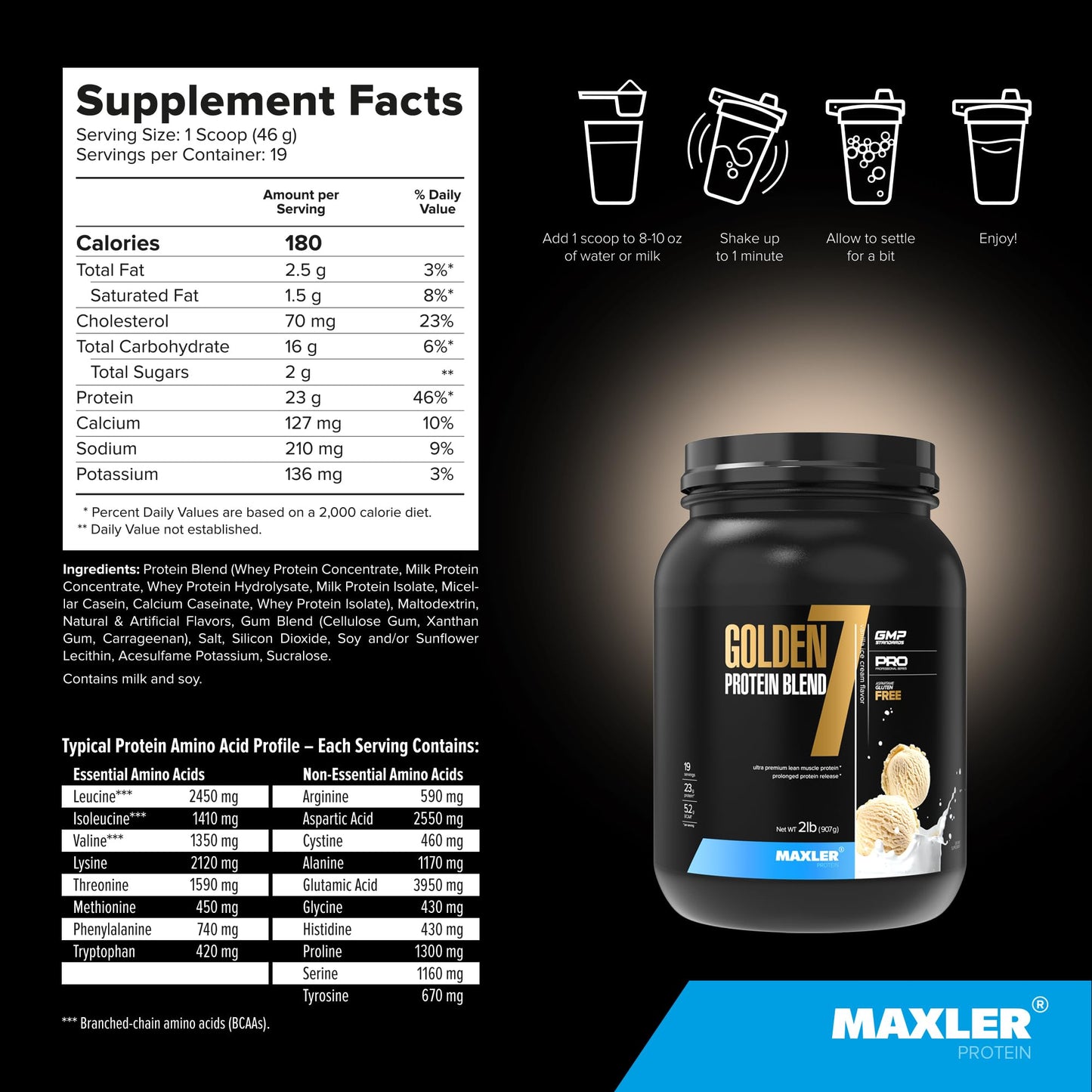 Maxler Golden 7 Protein Blend Vanilla Protein Powder 32 Servings