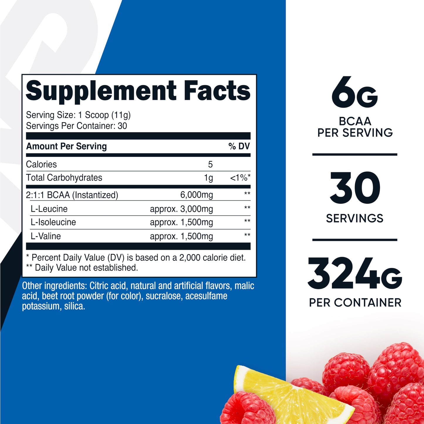 Nutricost BCAA Powder 2:1:1 Raspberry Lemonade, 30 Servings, 10.72 Ounce