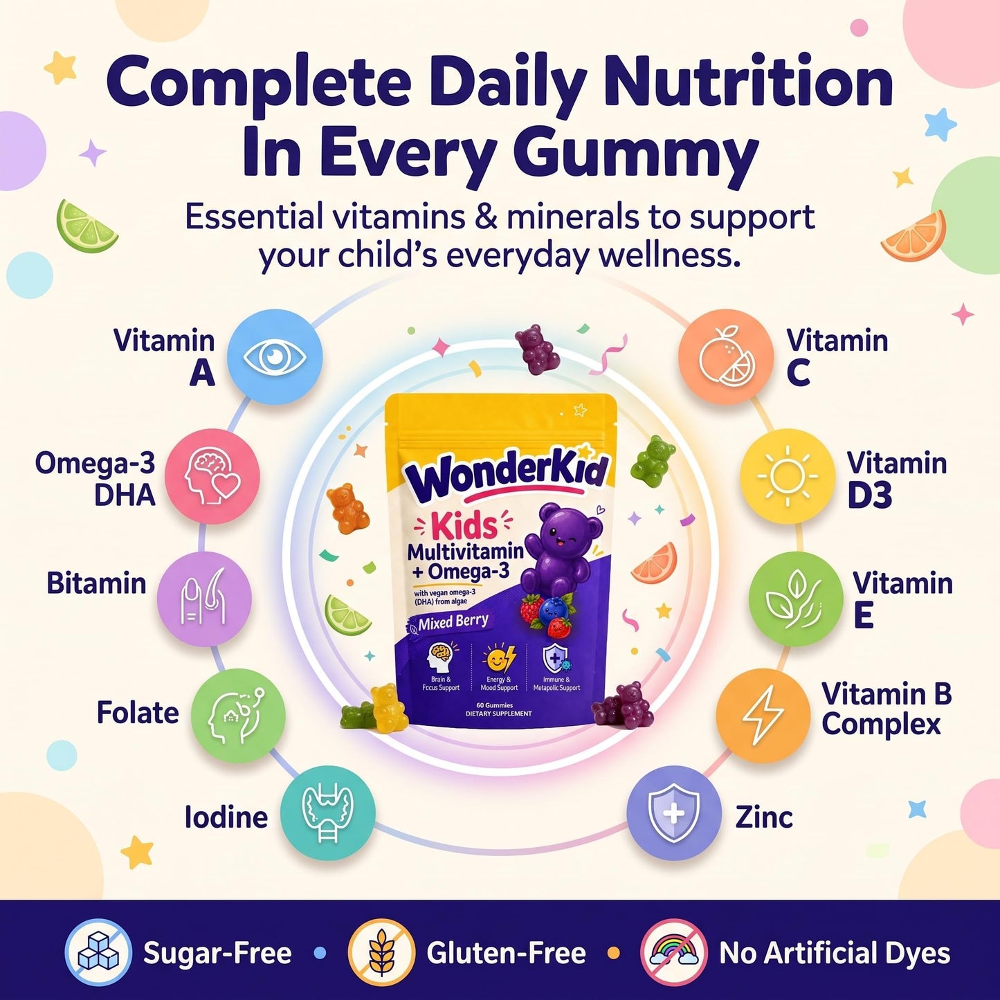 Vylera WonderkidVitamin Kids Multivitamin + Omega-3, 60 Gummies