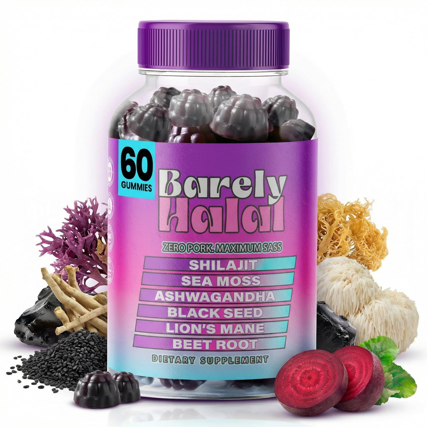 Barely Halal Shilajit Gummies 60 Gummies