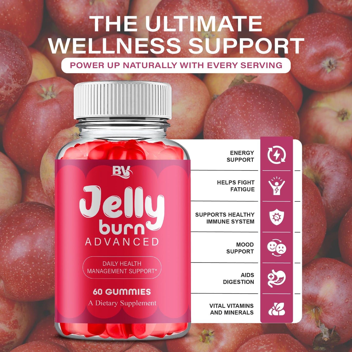 BLUE VIBE Jelly Burn Advanced Health Support Gummy Formula, 60 Gummies