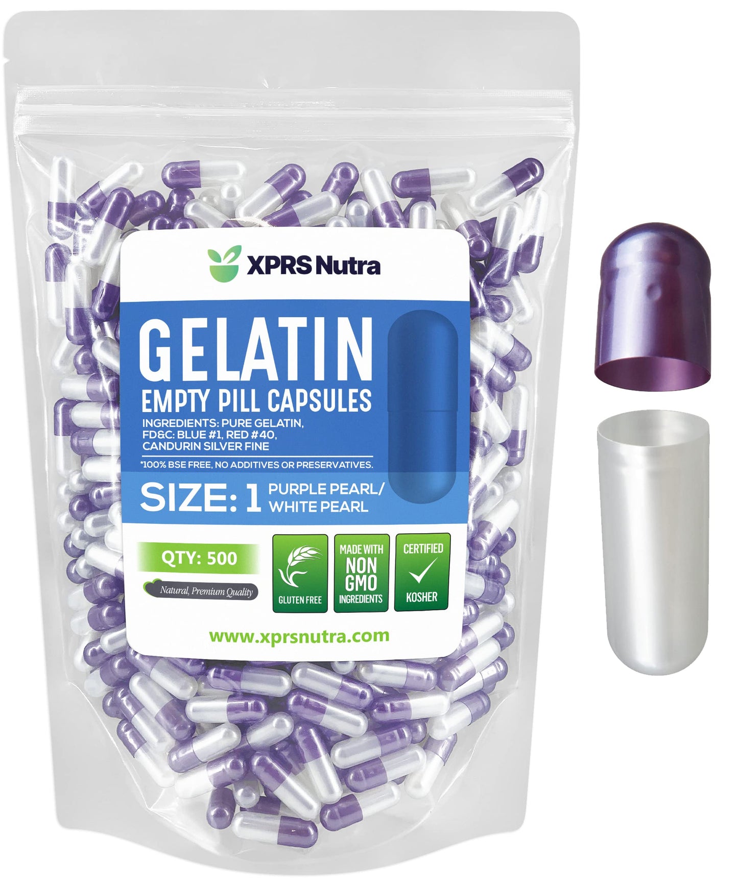 XPRS Nutra Empty Gelatin Capsules, 500 Count