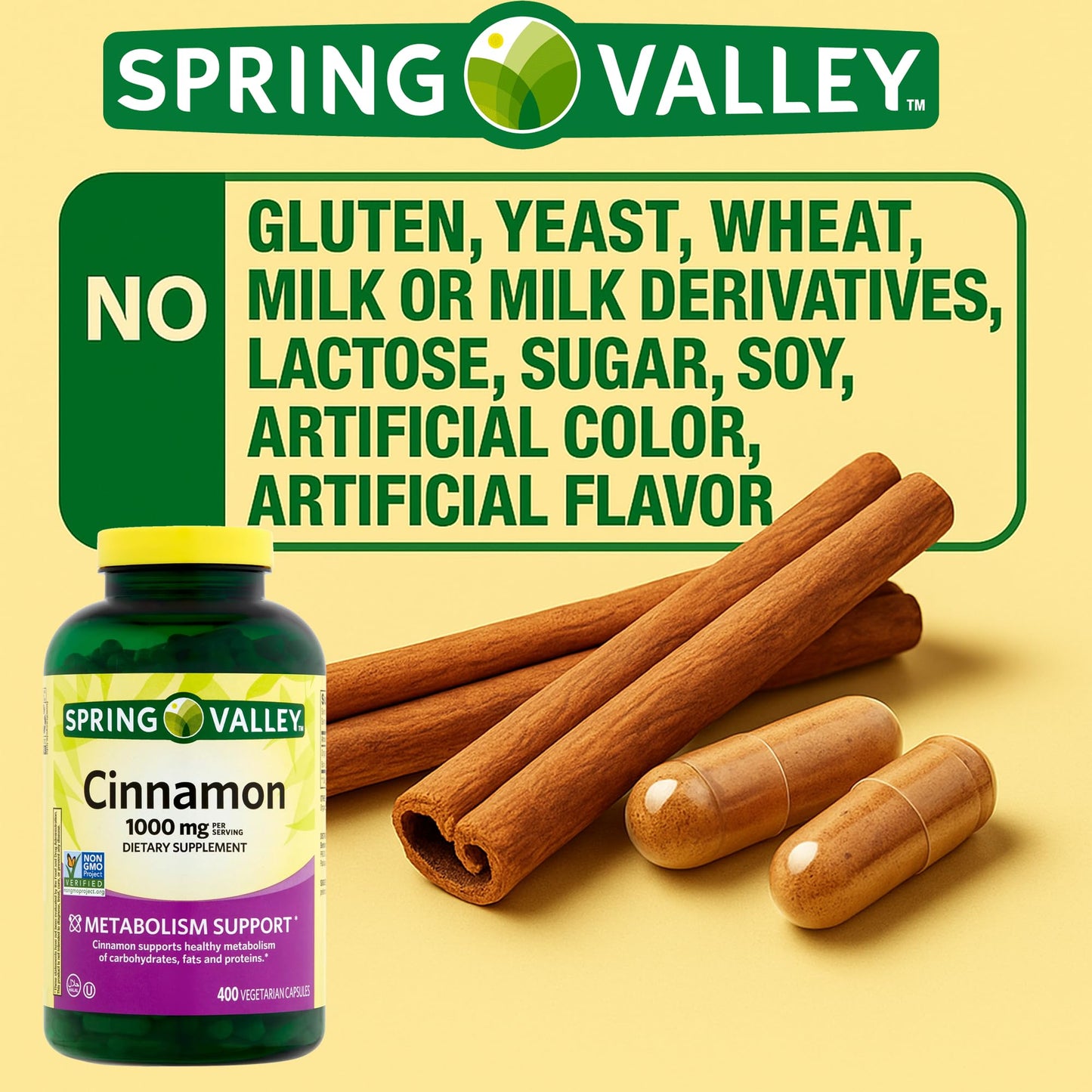 LUAL Cinnamon Supplement 1000mg Capsules, 400 Count