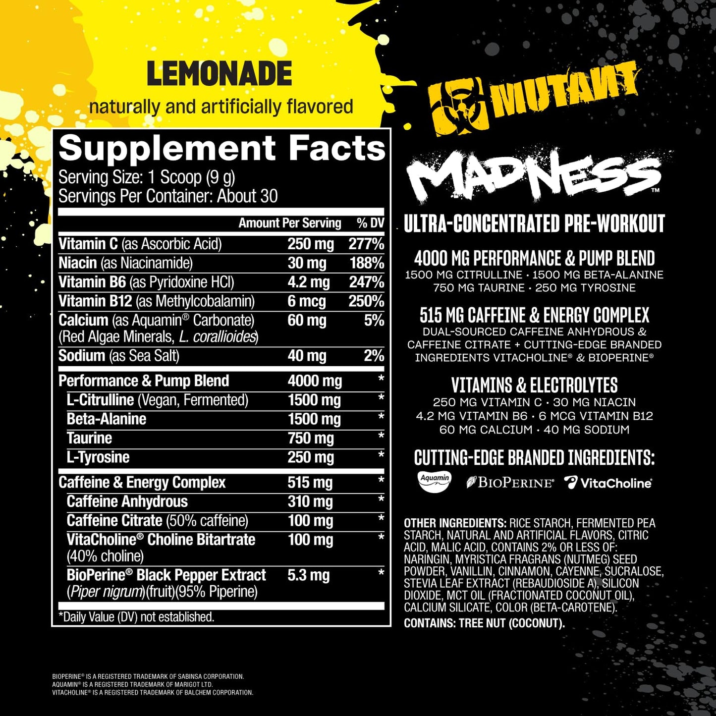 Mutant Madness Pre Workout Powder 9.52 Ounce