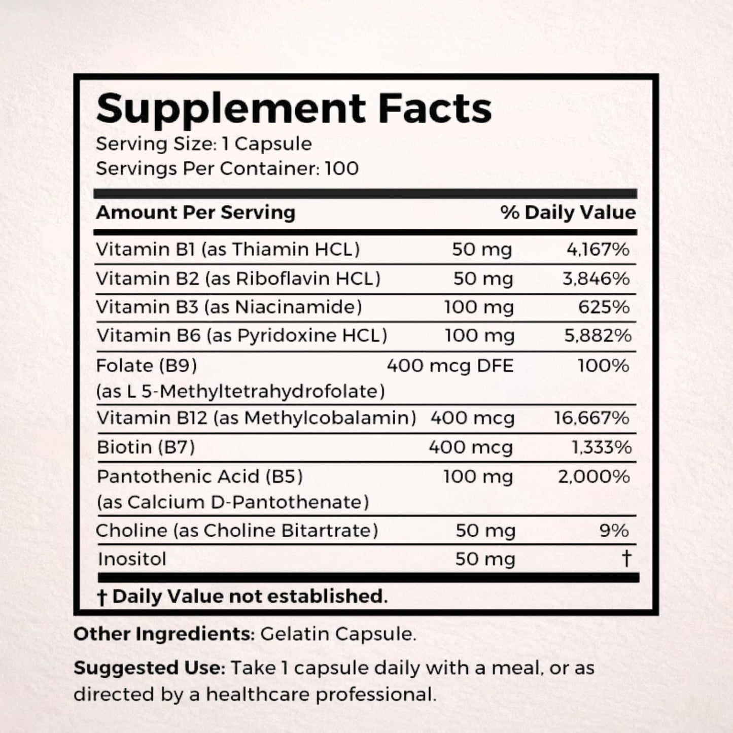 Dr Clark Store Vitamin B Complex (Super B100) Capsules, 100 Capsules